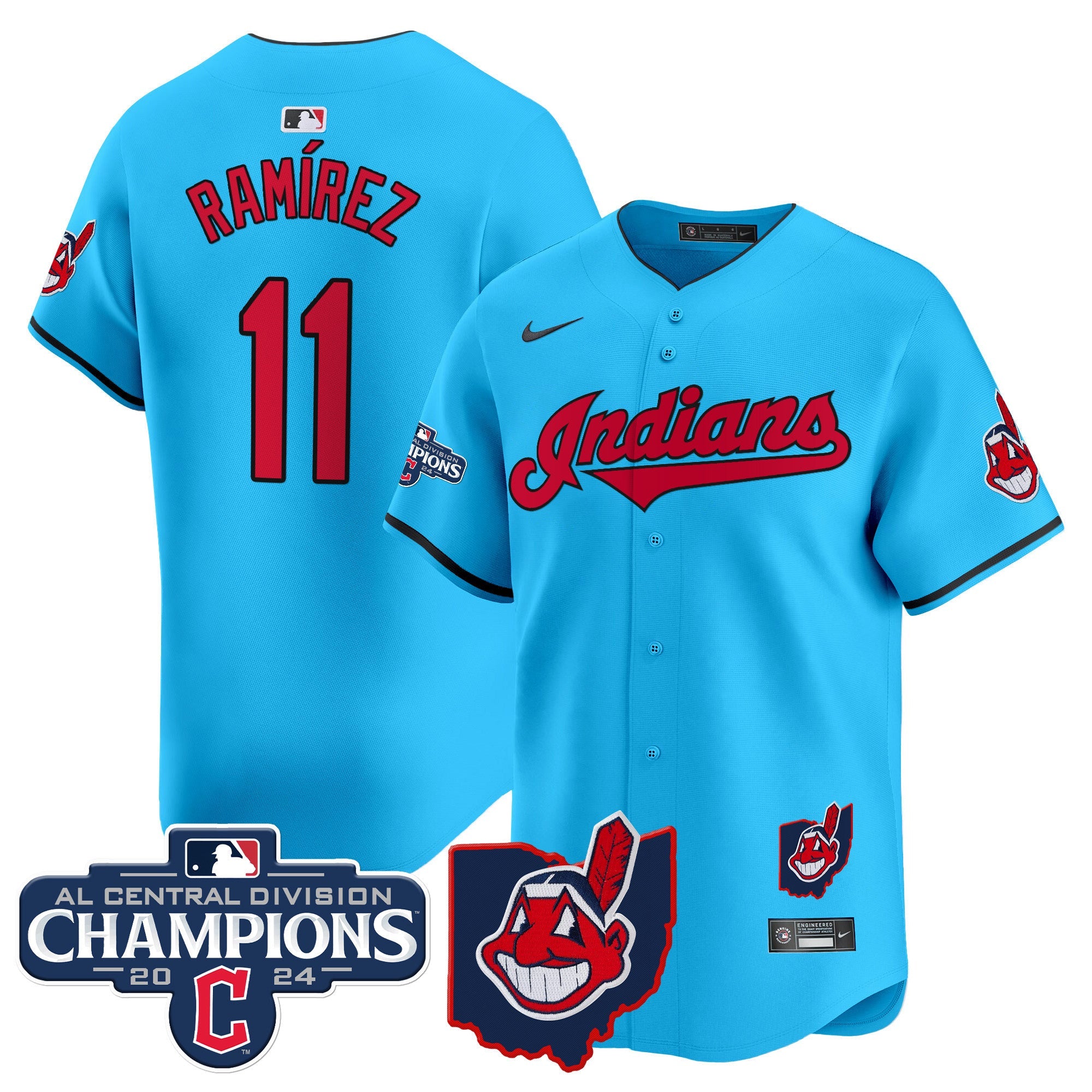 Men’s Cleveland Indians 2024 AL Central Division Champions Vapor Premier Limited Jersey