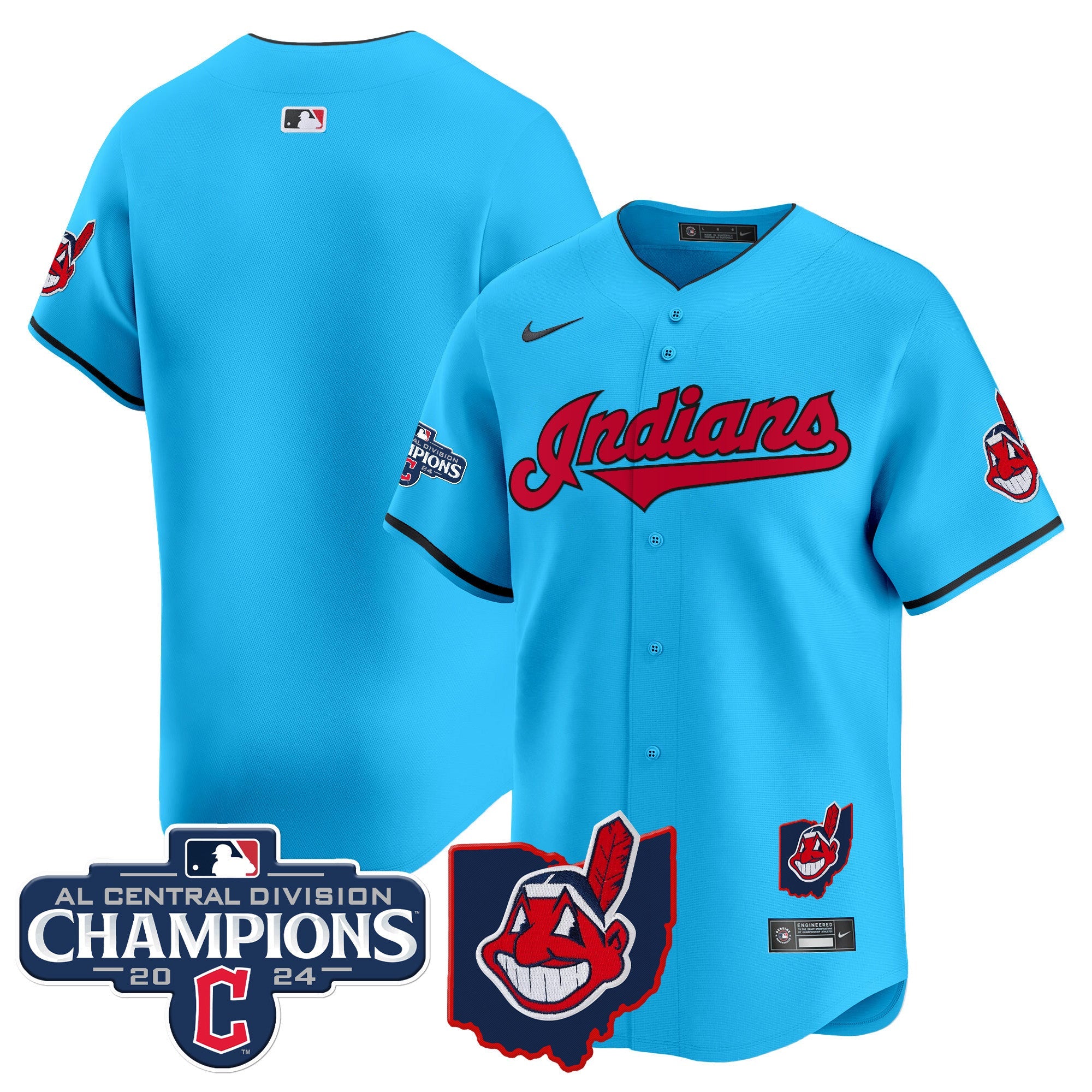 Men’s Cleveland Indians 2024 AL Central Division Champions Vapor Premier Limited Jersey