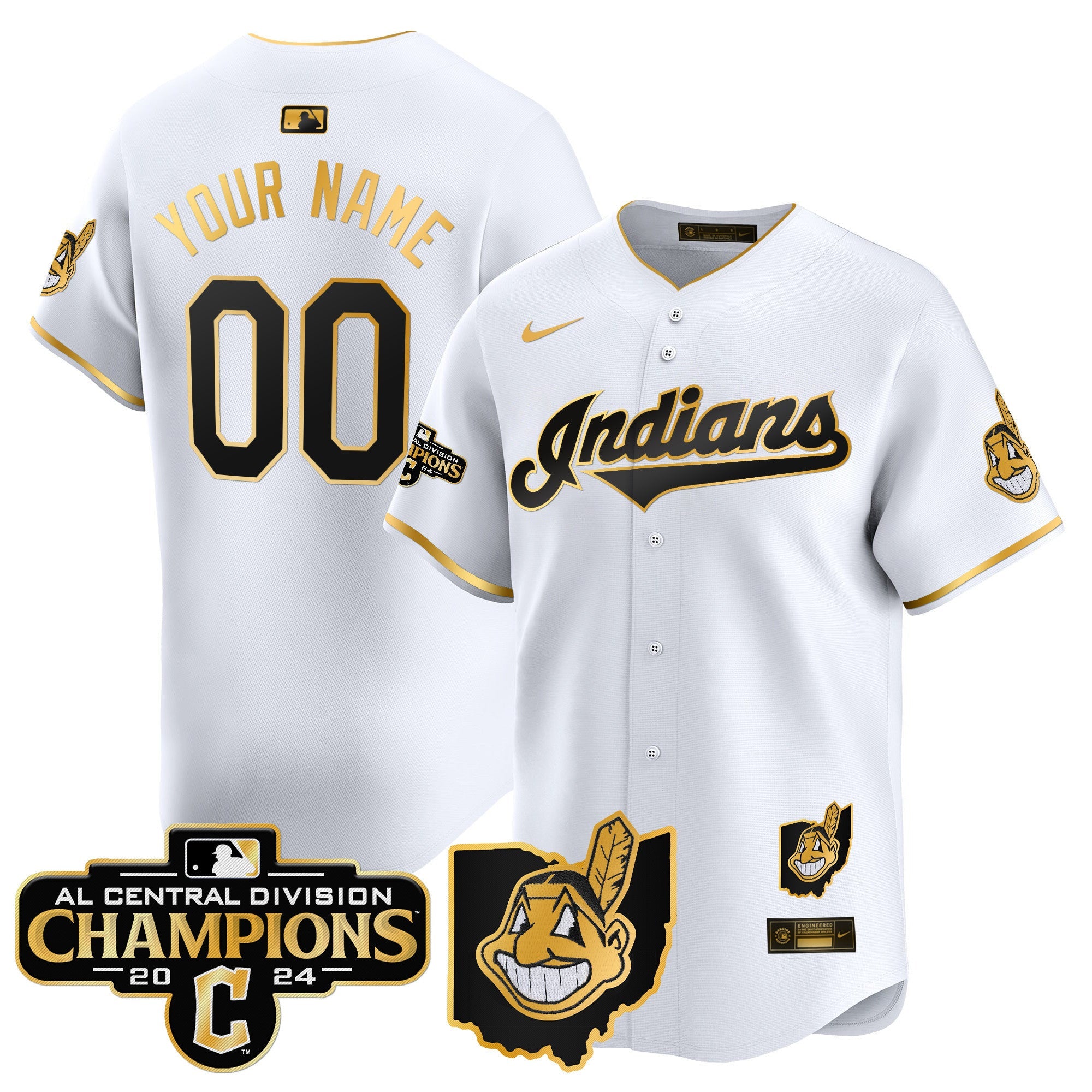 Cleveland Indians 2024 AL Central Division Champions Vapor Premier Limited Custom Jersey