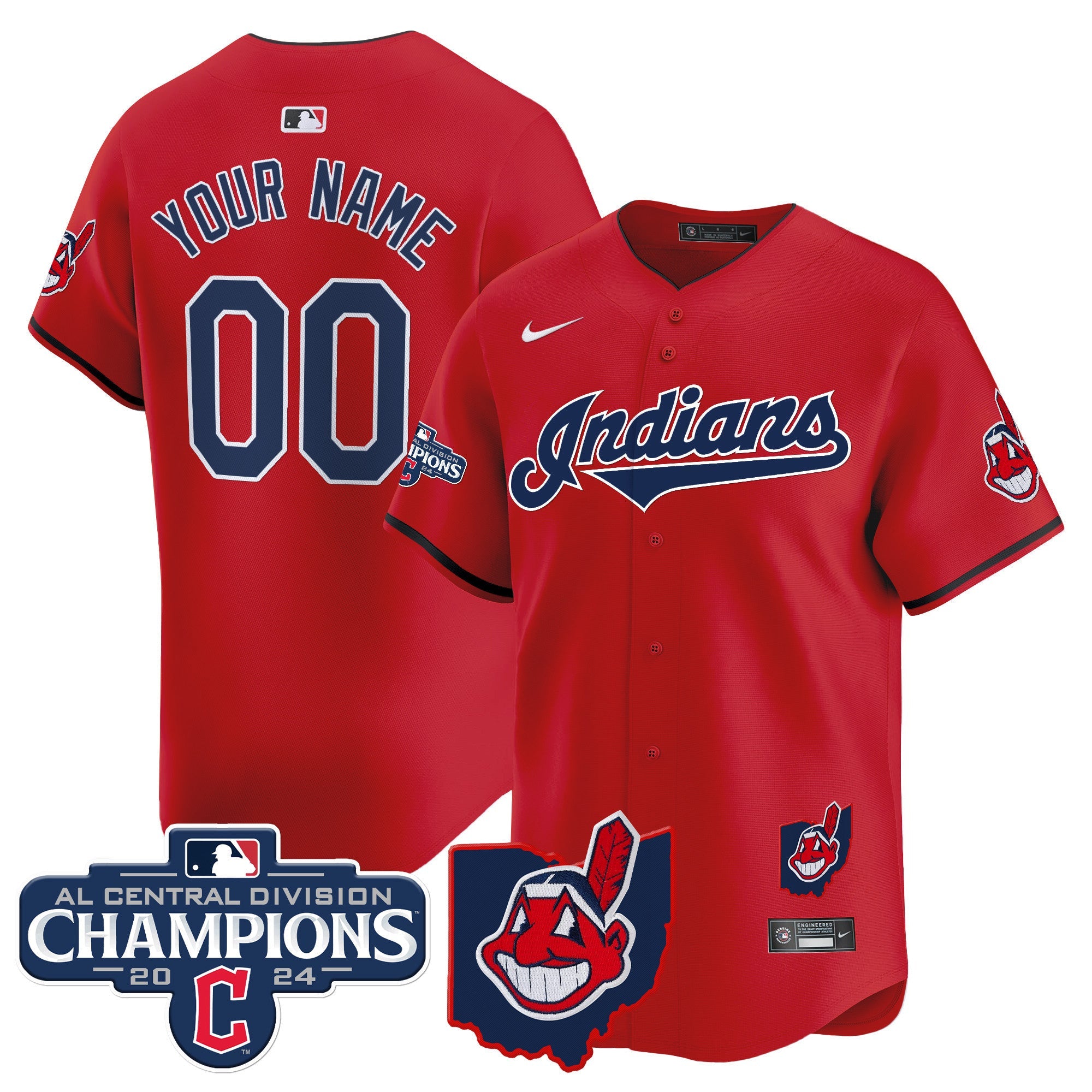 Cleveland Indians 2024 AL Central Division Champions Vapor Premier Limited Custom Jersey
