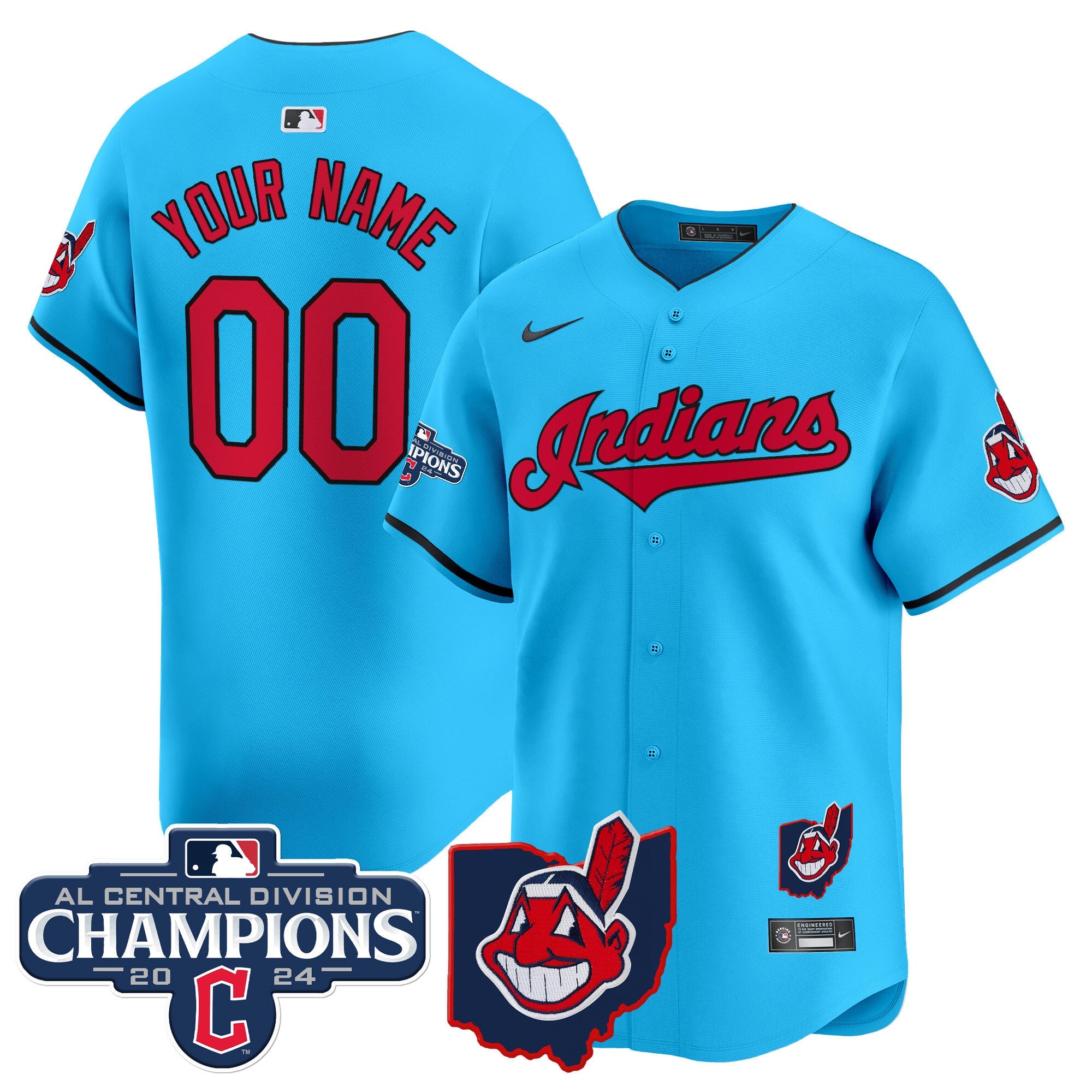 Cleveland Indians 2024 AL Central Division Champions Vapor Premier Limited Custom Jersey