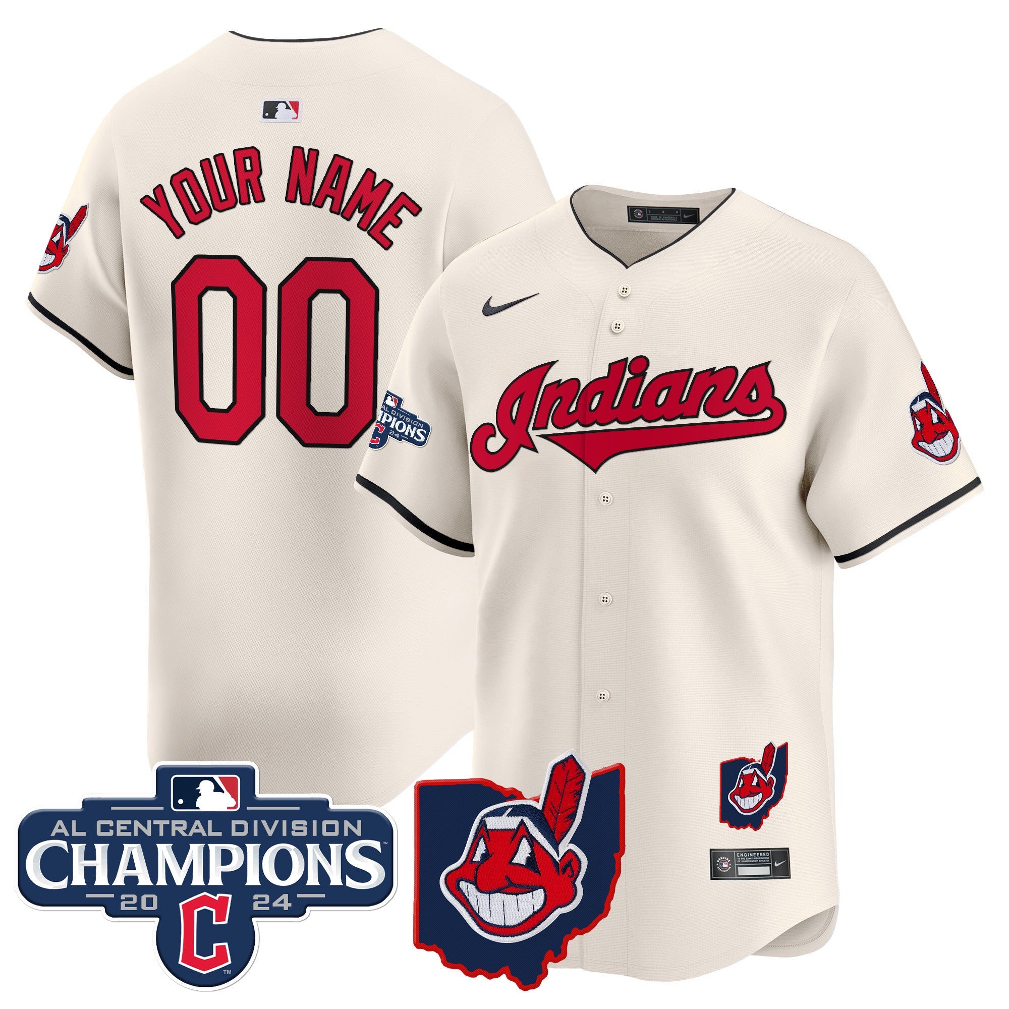 Cleveland Indians 2024 AL Central Division Champions Vapor Premier Limited Custom Jersey