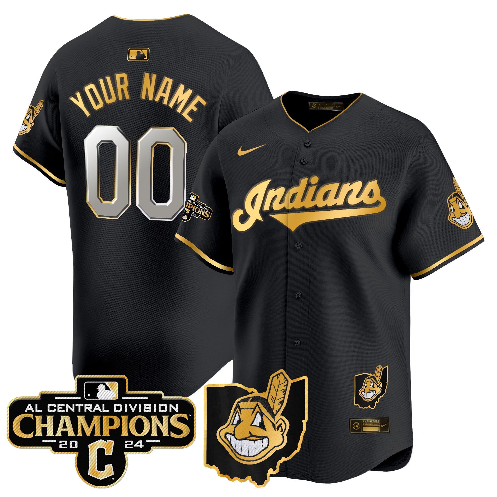 Cleveland Indians 2024 AL Central Division Champions Vapor Premier Limited Custom Jersey
