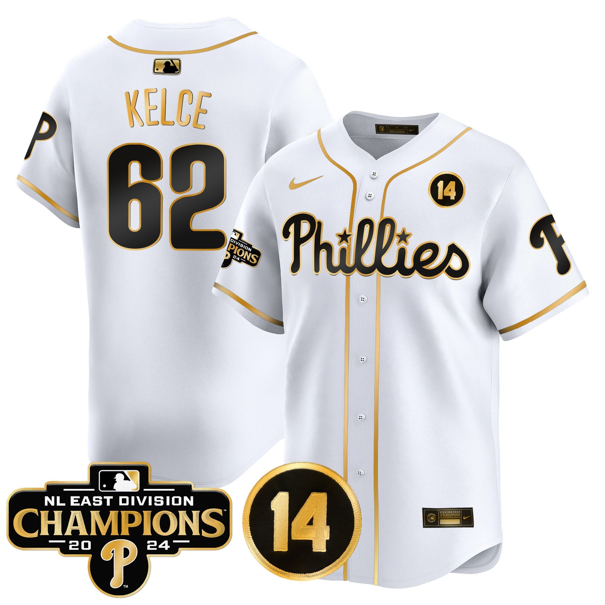 Men’s 2024 NL East Division Champions & Pete Rose Patch Vapor Premier Limited Jersey