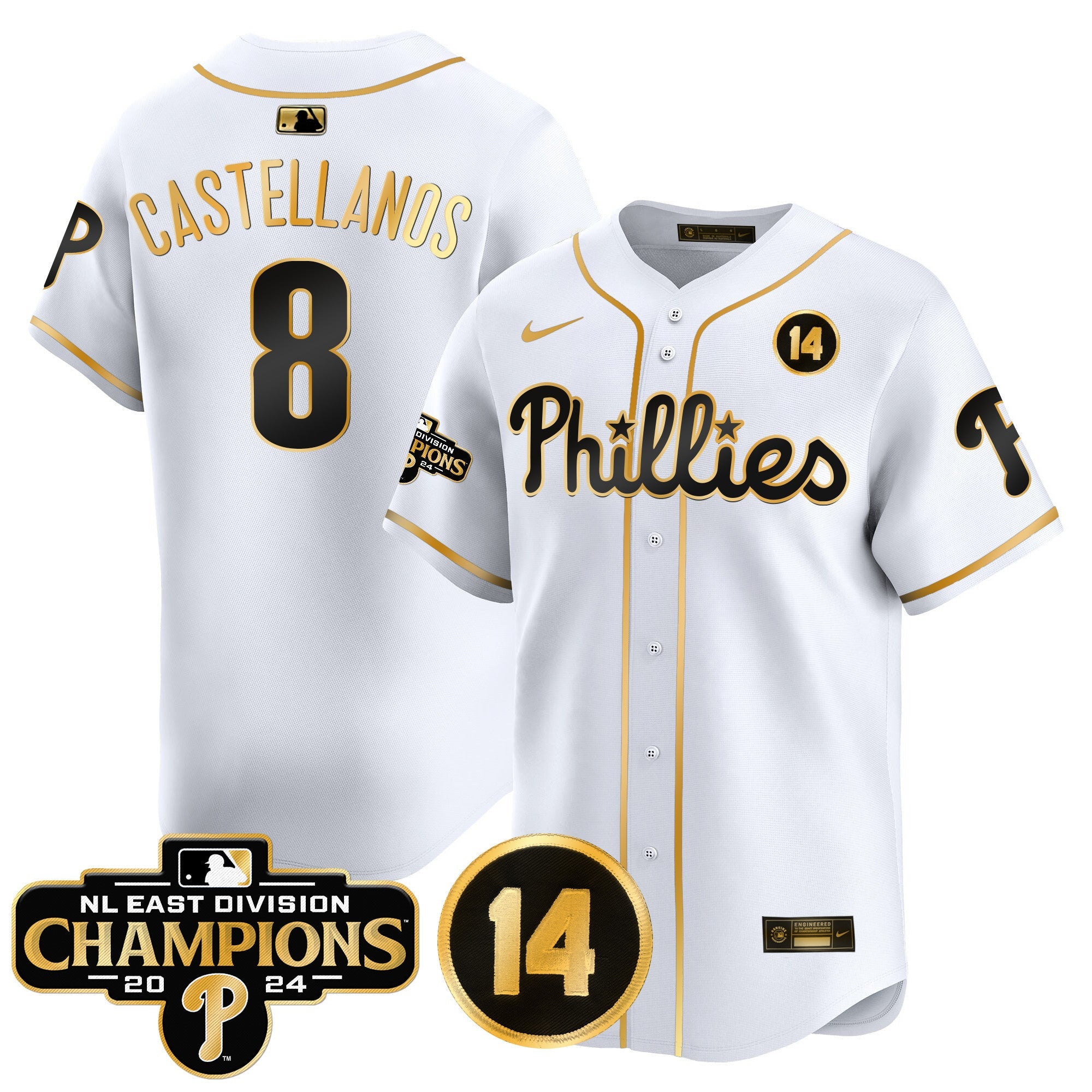 Men’s 2024 NL East Division Champions & Pete Rose Patch Vapor Premier Limited Jersey