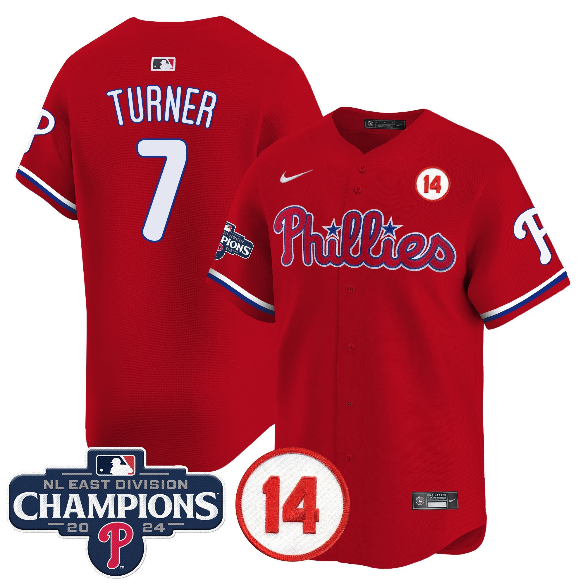 Men’s 2024 NL East Division Champions & Pete Rose Patch Vapor Premier Limited Jersey