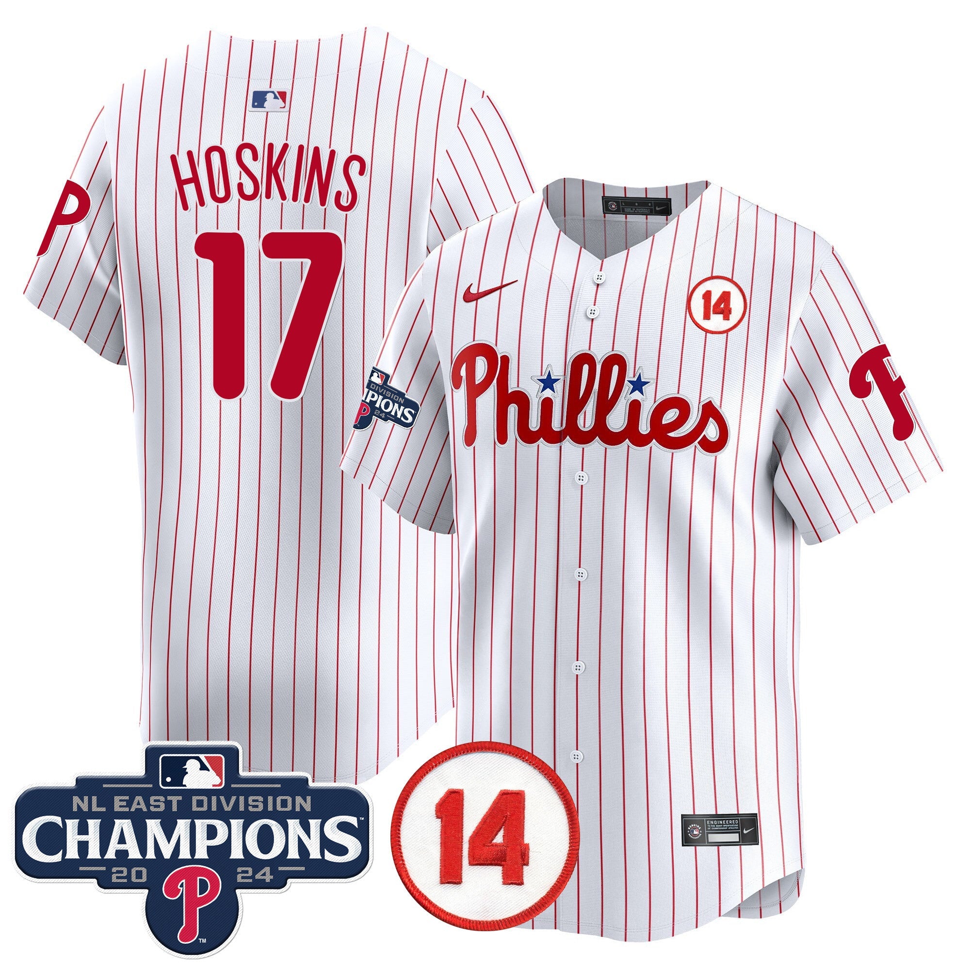 Men’s 2024 NL East Division Champions & Pete Rose Patch Vapor Premier Limited Jersey