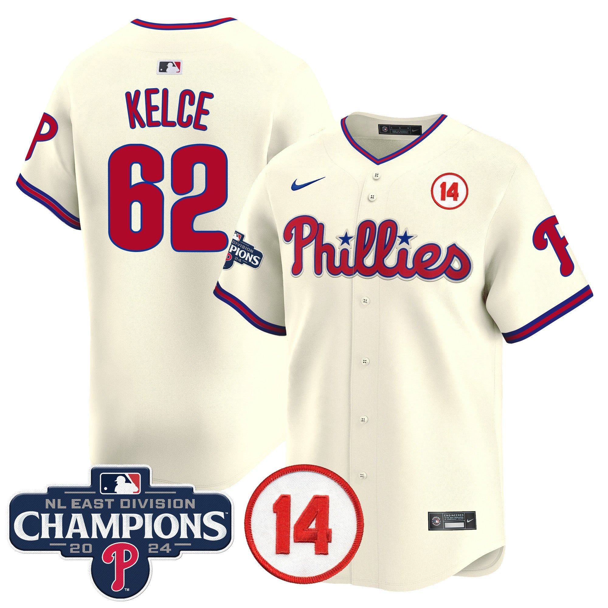 Men’s 2024 NL East Division Champions & Pete Rose Patch Vapor Premier Limited Jersey