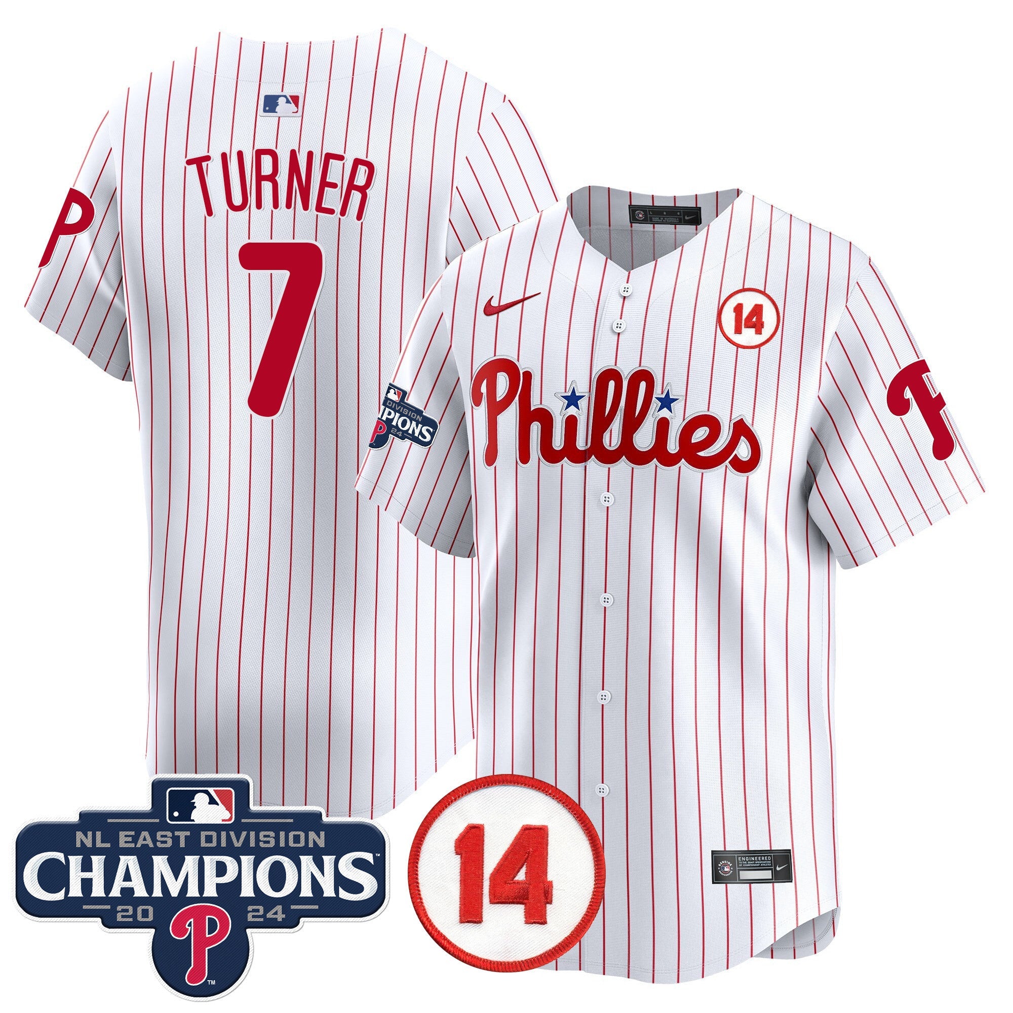 Men’s 2024 NL East Division Champions & Pete Rose Patch Vapor Premier Limited Jersey