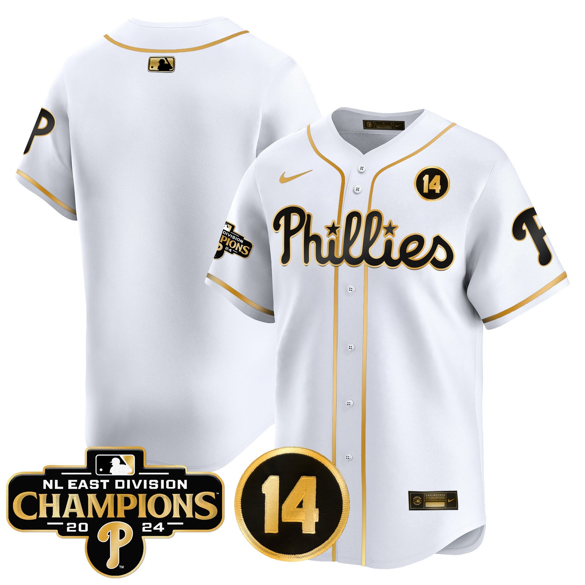 Men’s 2024 NL East Division Champions & Pete Rose Patch Vapor Premier Limited Jersey