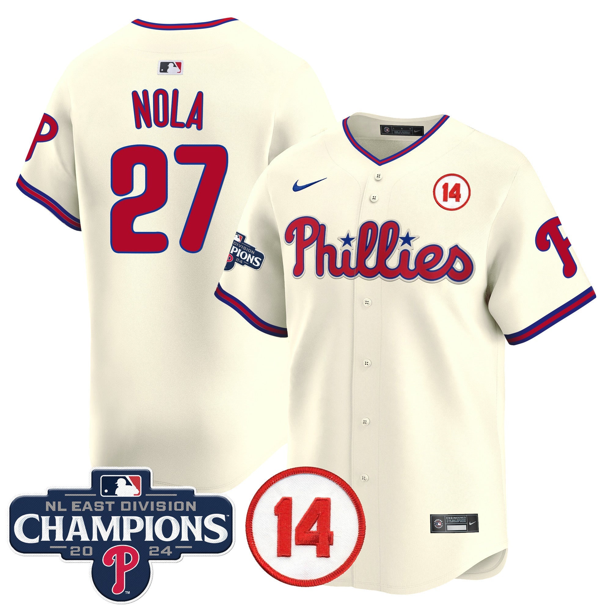 Men’s 2024 NL East Division Champions & Pete Rose Patch Vapor Premier Limited Jersey