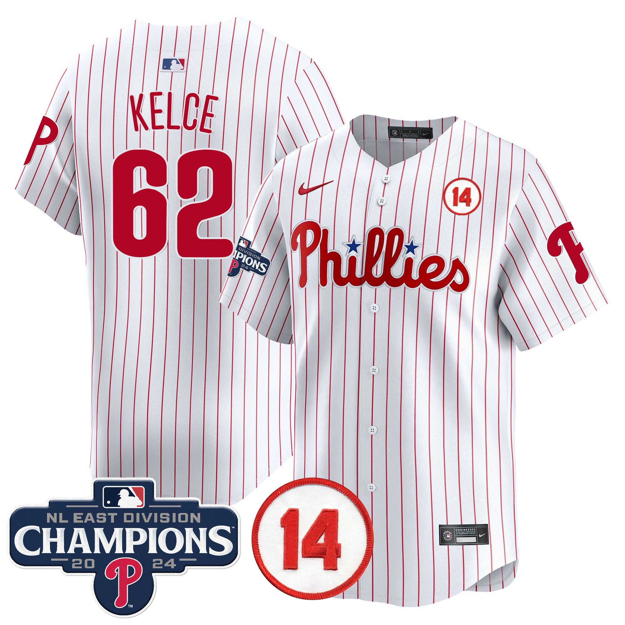 Men’s 2024 NL East Division Champions & Pete Rose Patch Vapor Premier Limited Jersey