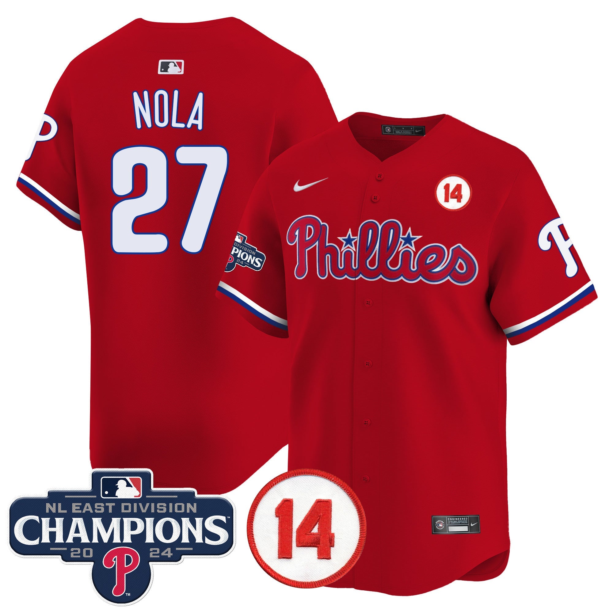 Men’s 2024 NL East Division Champions & Pete Rose Patch Vapor Premier Limited Jersey