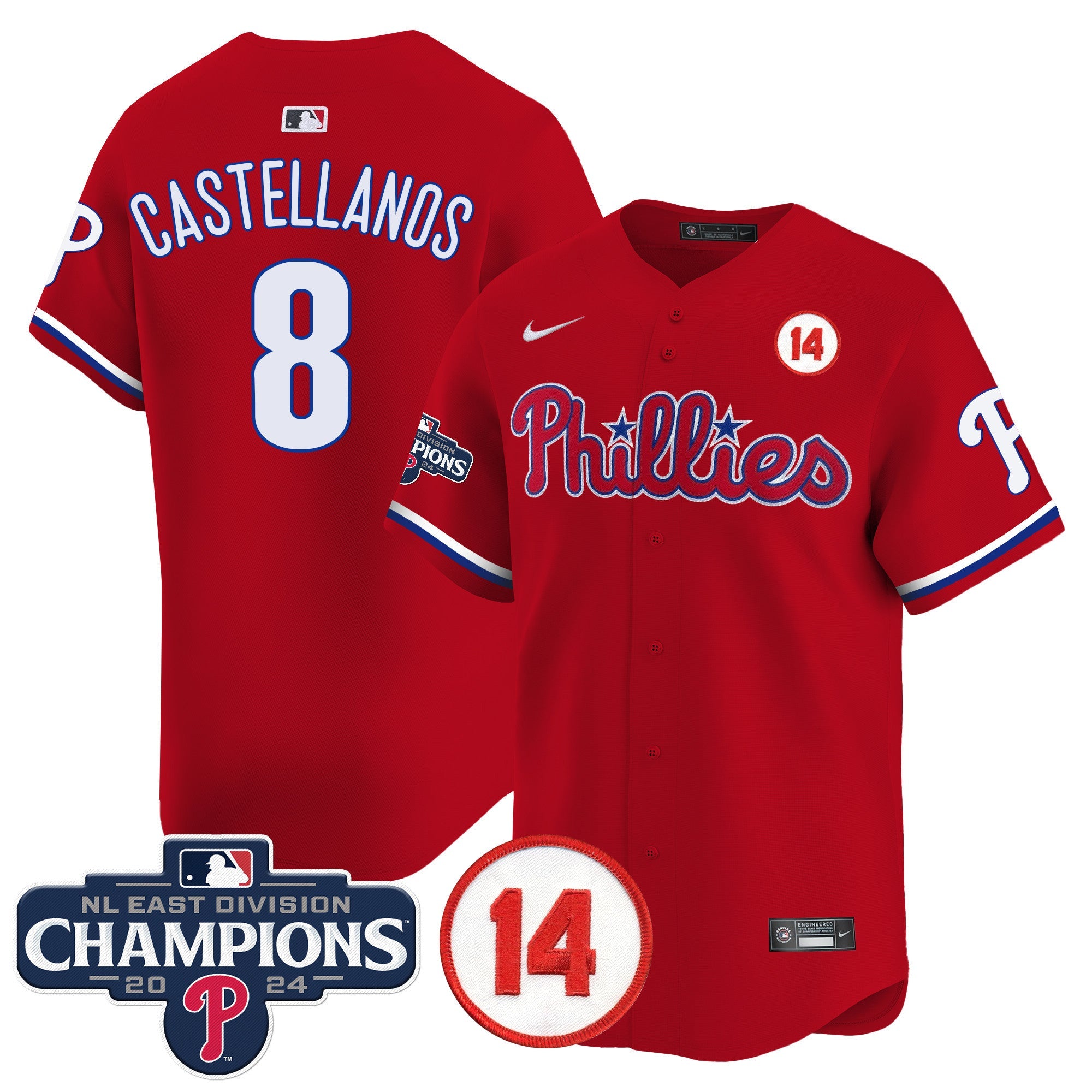 Men’s 2024 NL East Division Champions & Pete Rose Patch Vapor Premier Limited Jersey