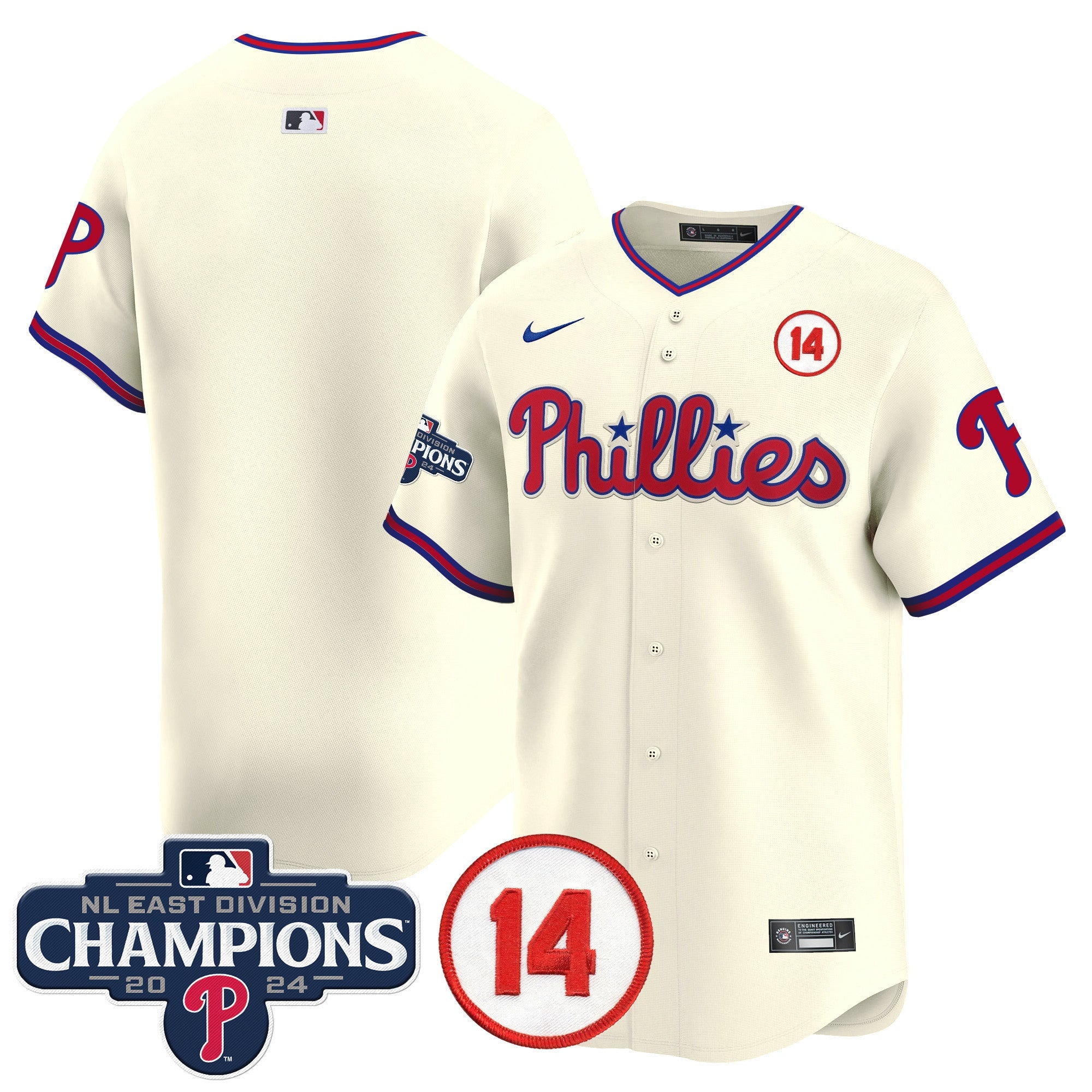 Men’s 2024 NL East Division Champions & Pete Rose Patch Vapor Premier Limited Jersey