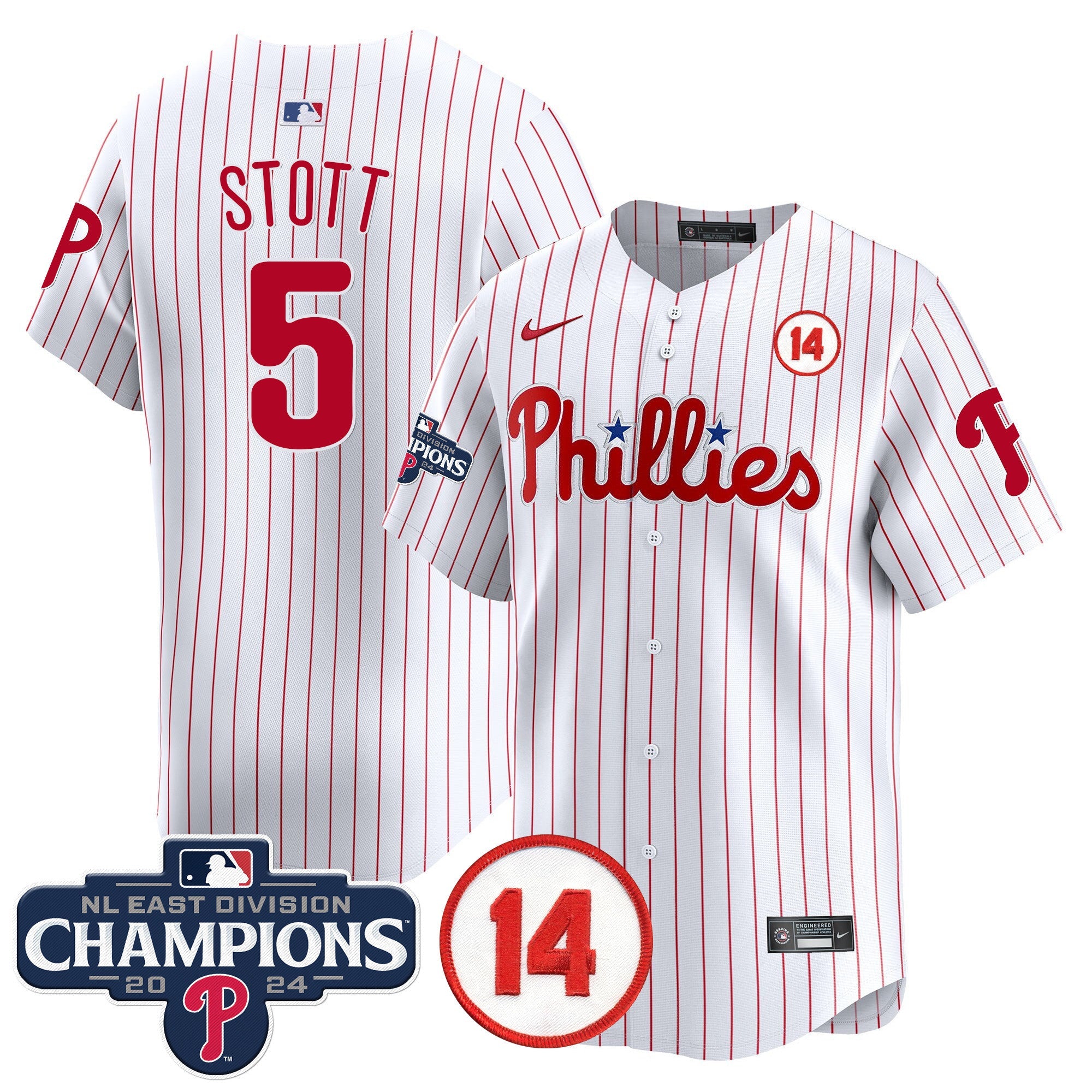 Men’s 2024 NL East Division Champions & Pete Rose Patch Vapor Premier Limited Jersey