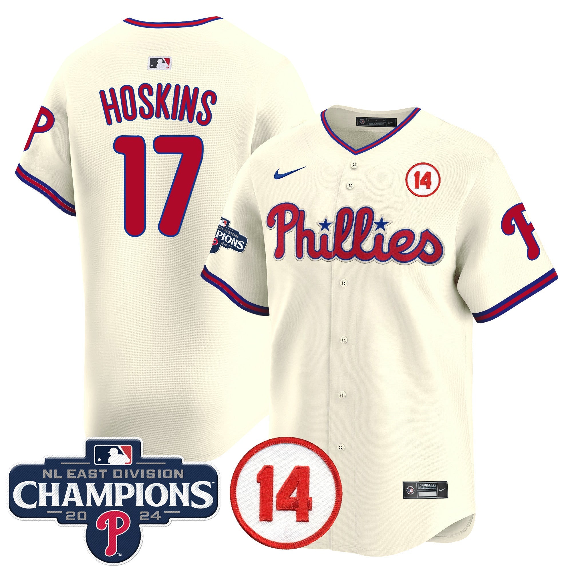 Men’s 2024 NL East Division Champions & Pete Rose Patch Vapor Premier Limited Jersey
