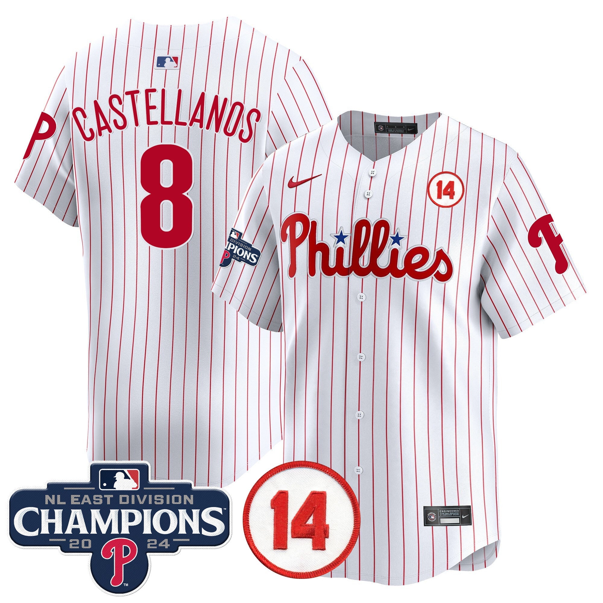 Men’s 2024 NL East Division Champions & Pete Rose Patch Vapor Premier Limited Jersey