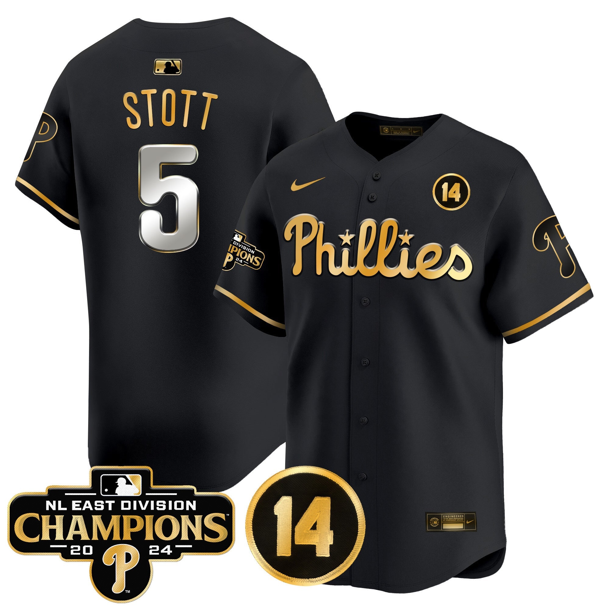Men’s 2024 NL East Division Champions & Pete Rose Patch Vapor Premier Limited Jersey