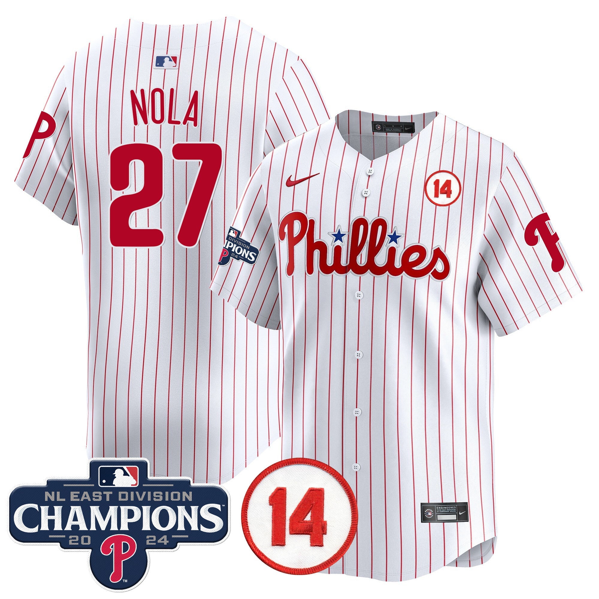 Men’s 2024 NL East Division Champions & Pete Rose Patch Vapor Premier Limited Jersey