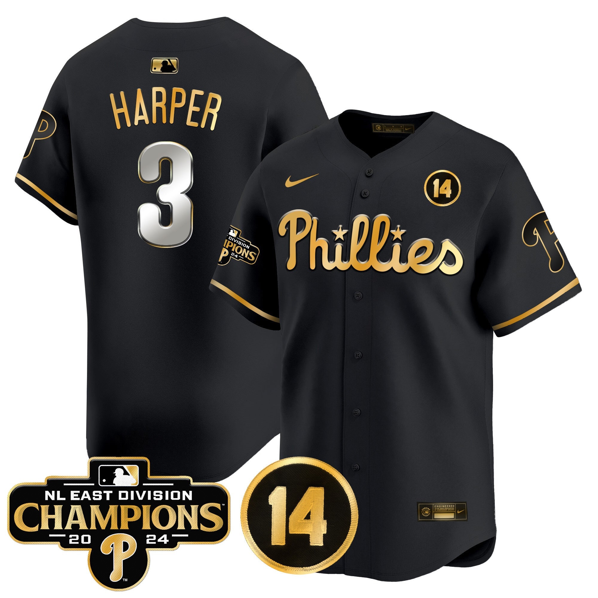 Men’s 2024 NL East Division Champions & Pete Rose Patch Vapor Premier Limited Jersey