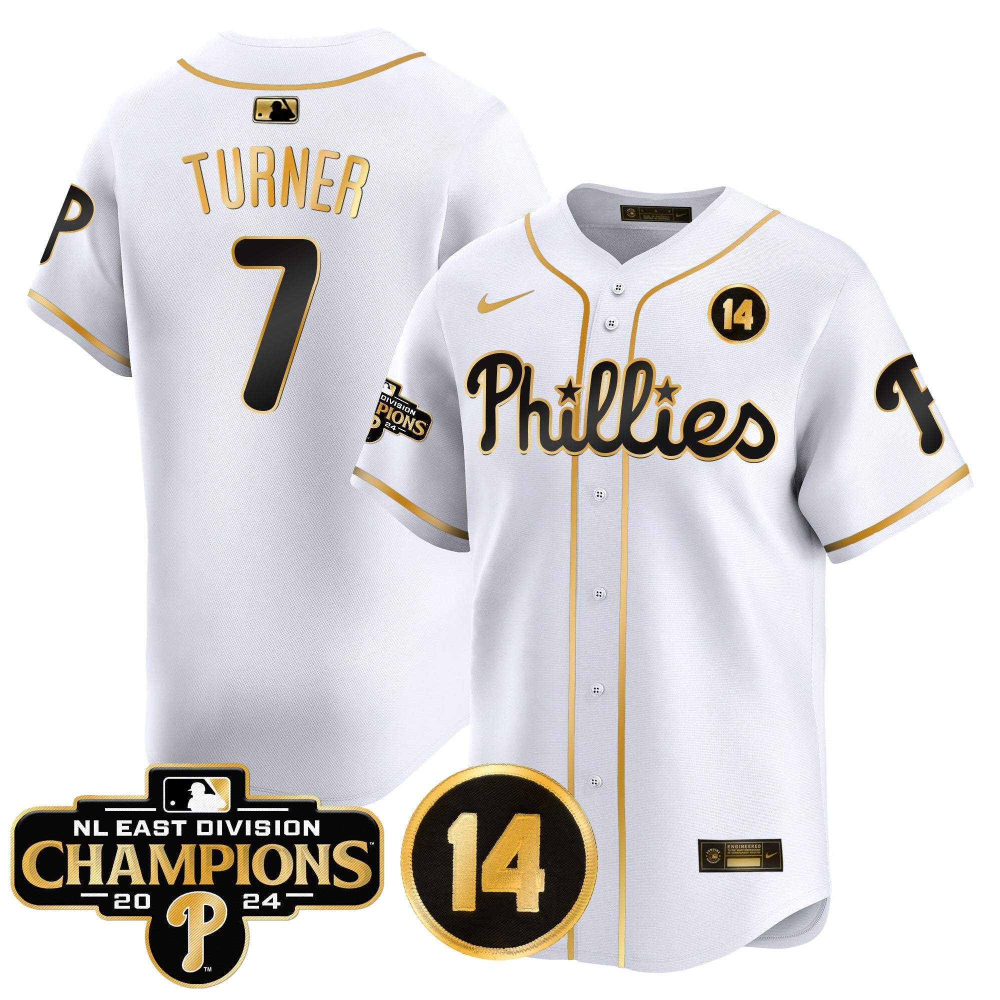 Men’s 2024 NL East Division Champions & Pete Rose Patch Vapor Premier Limited Jersey