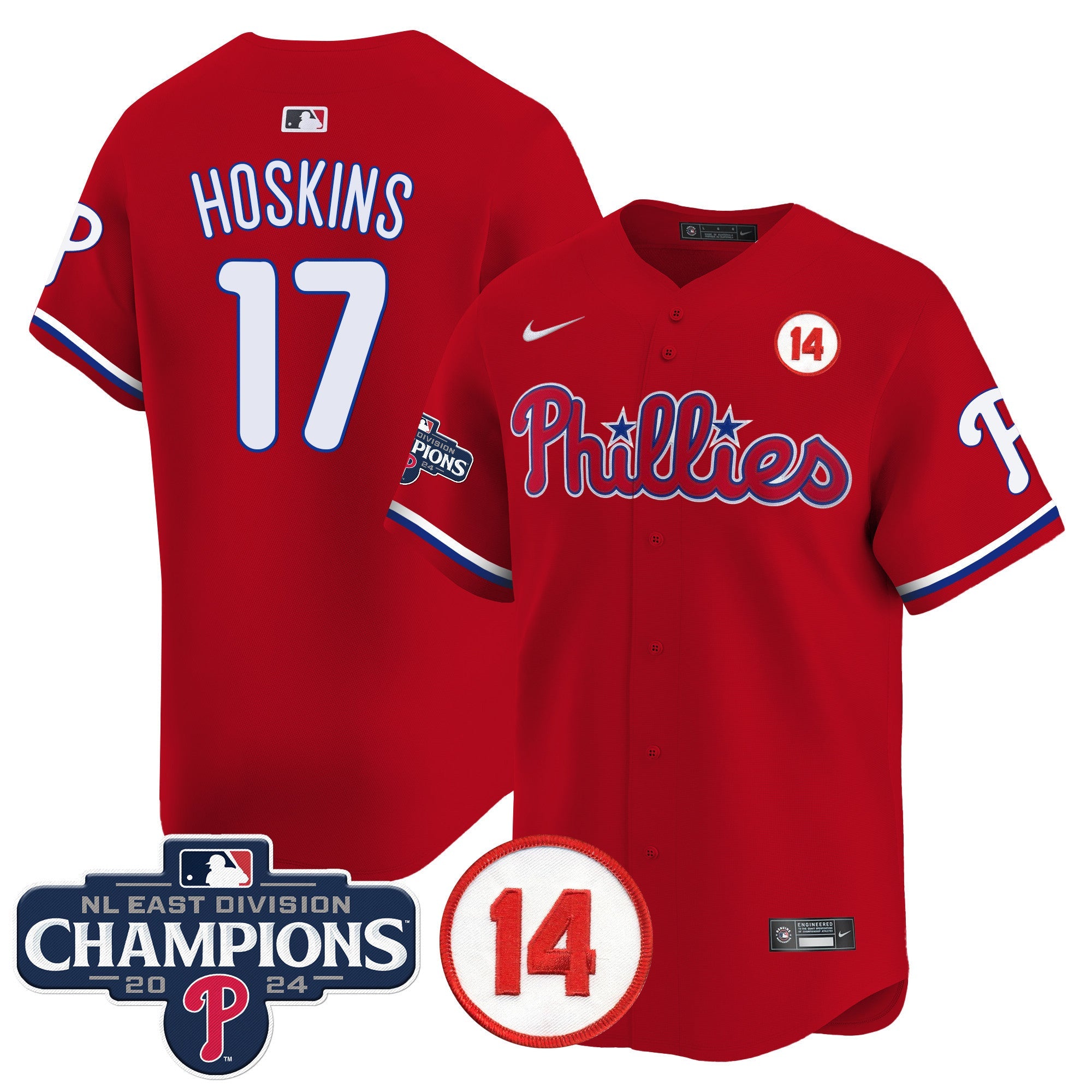 Men’s 2024 NL East Division Champions & Pete Rose Patch Vapor Premier Limited Jersey