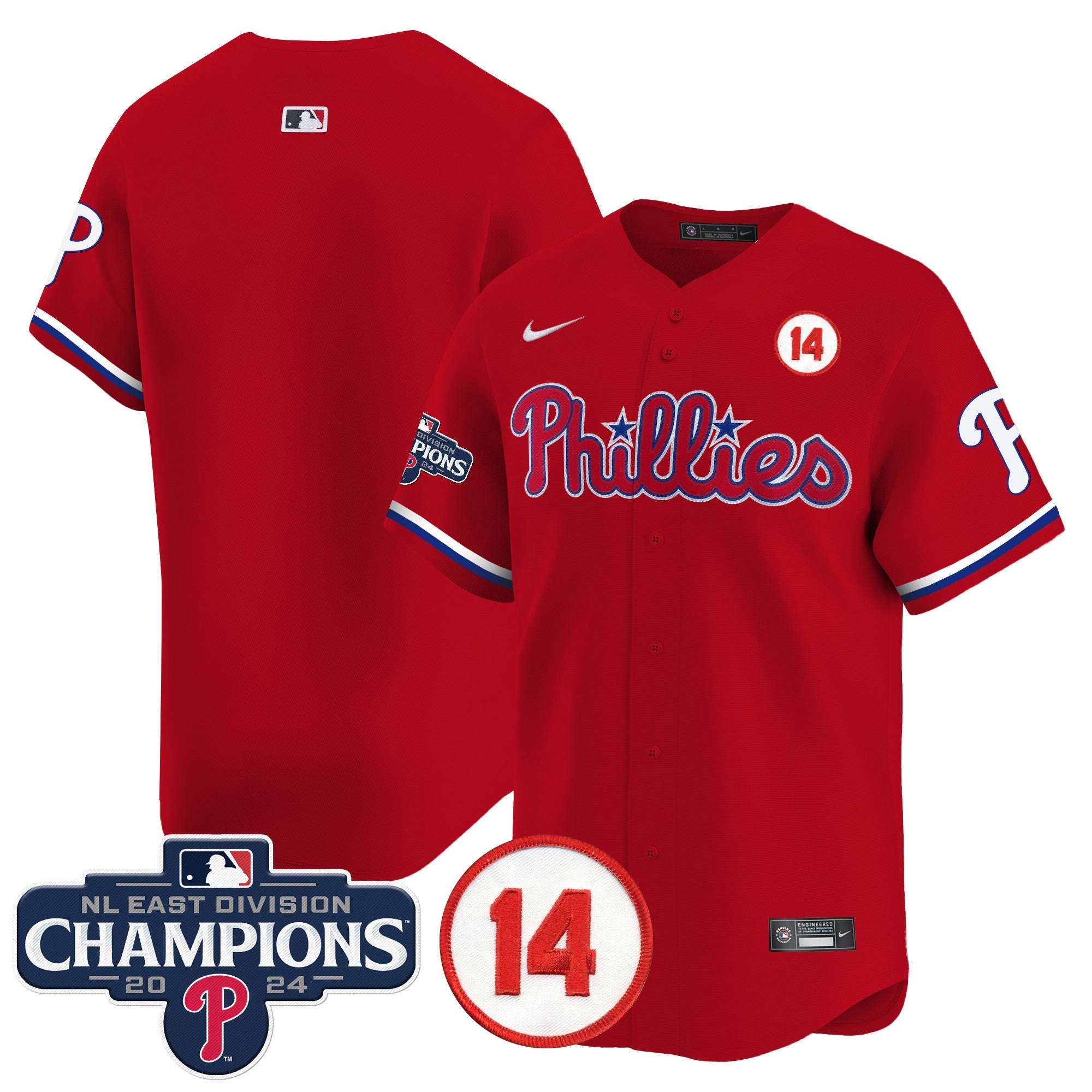 Men’s 2024 NL East Division Champions & Pete Rose Patch Vapor Premier Limited Jersey