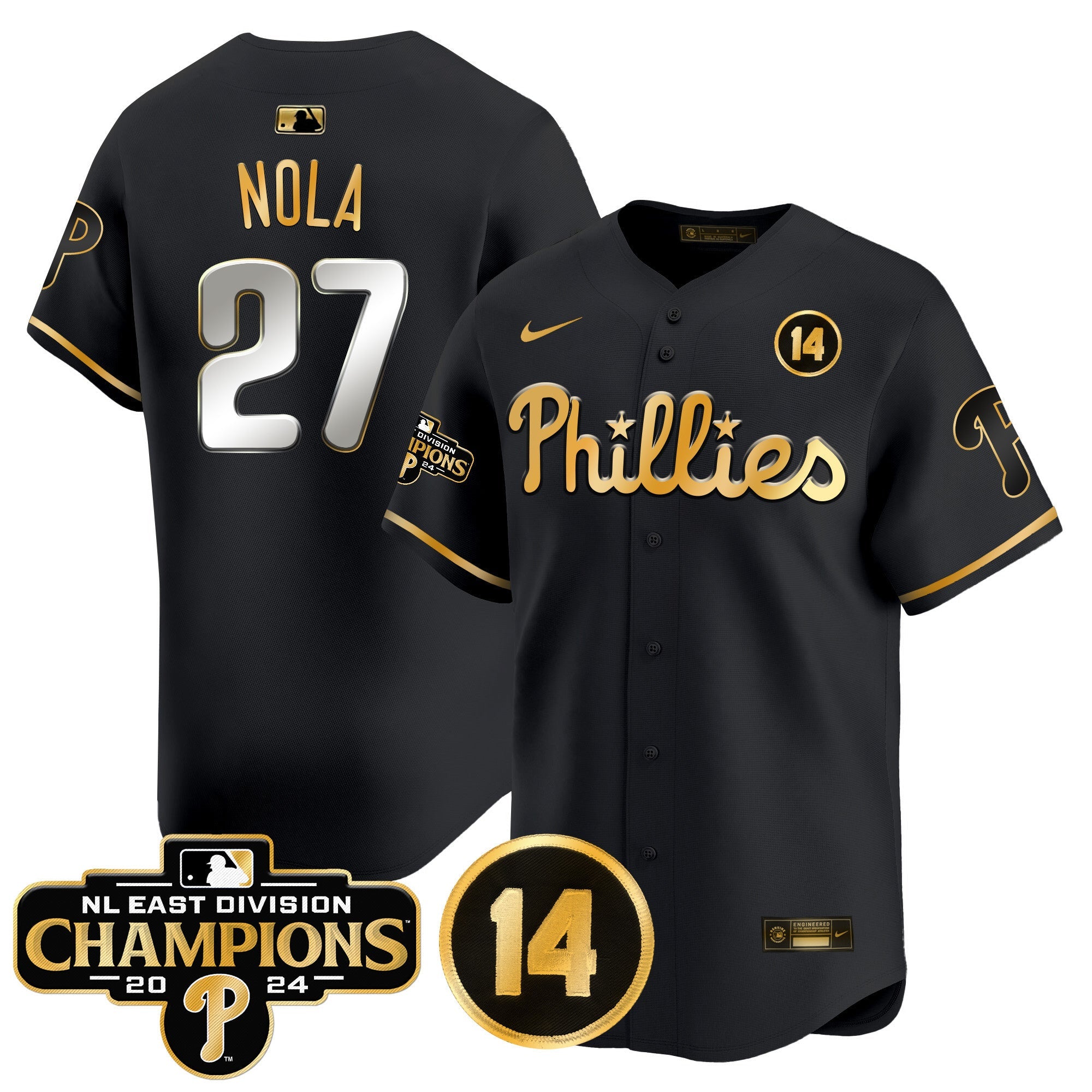 Men’s 2024 NL East Division Champions & Pete Rose Patch Vapor Premier Limited Jersey