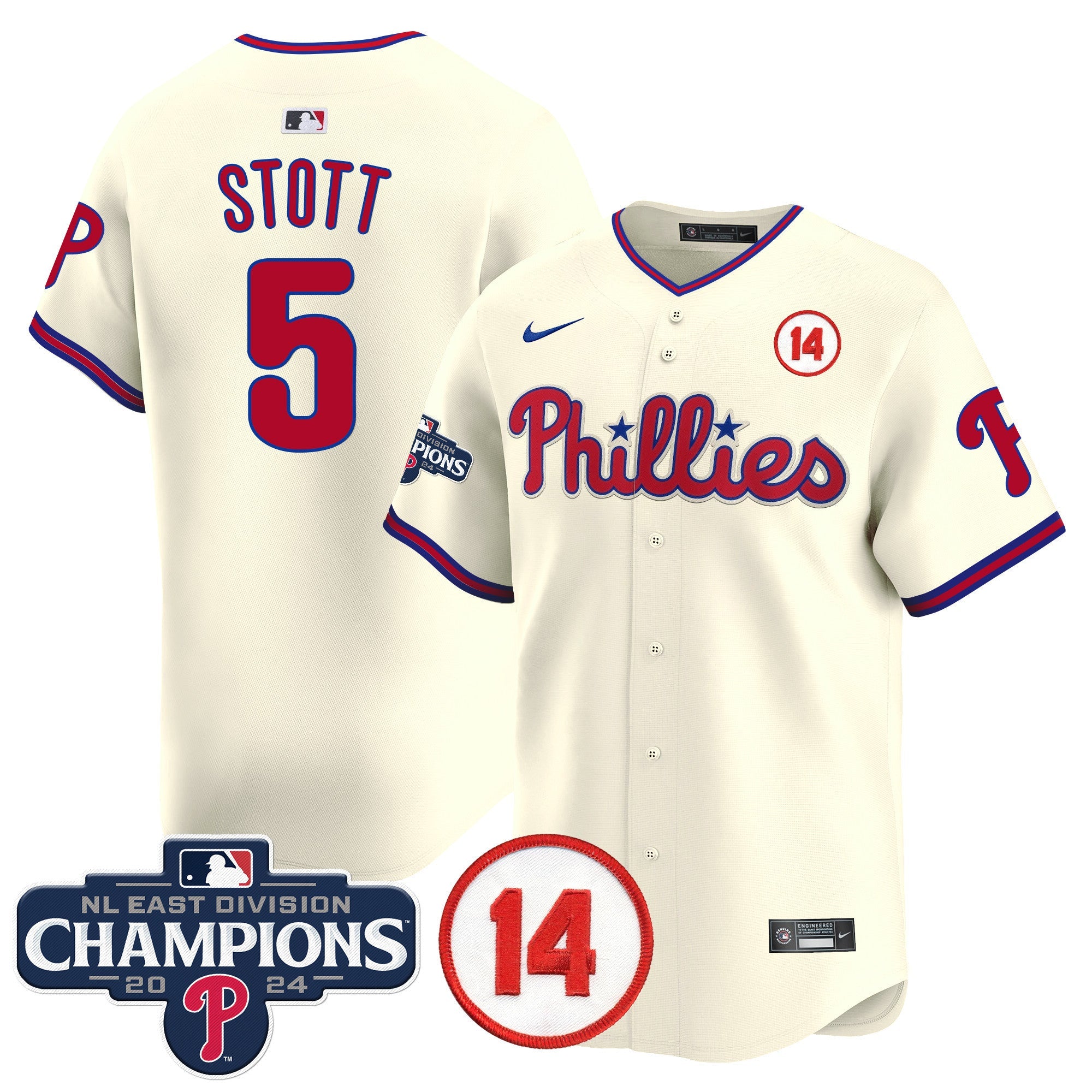 Men’s 2024 NL East Division Champions & Pete Rose Patch Vapor Premier Limited Jersey