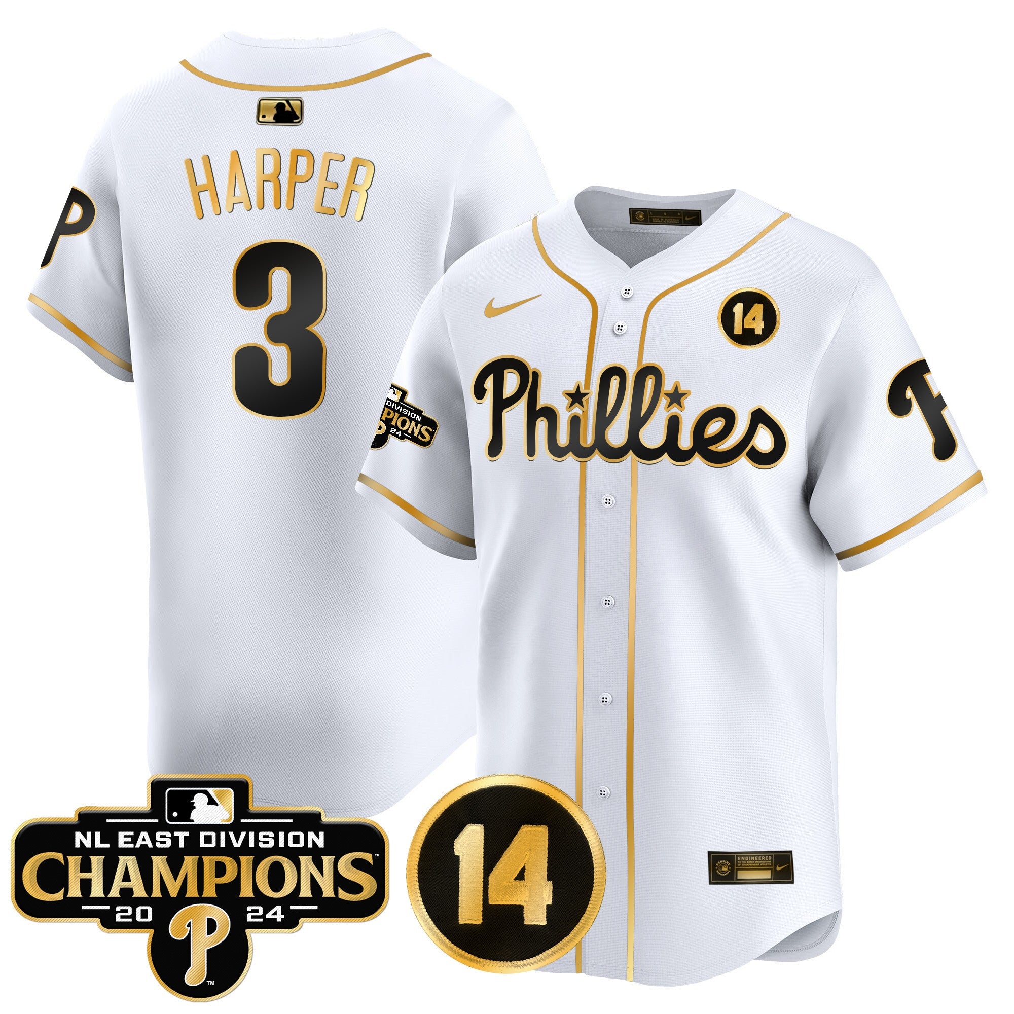 Men’s 2024 NL East Division Champions & Pete Rose Patch Vapor Premier Limited Jersey
