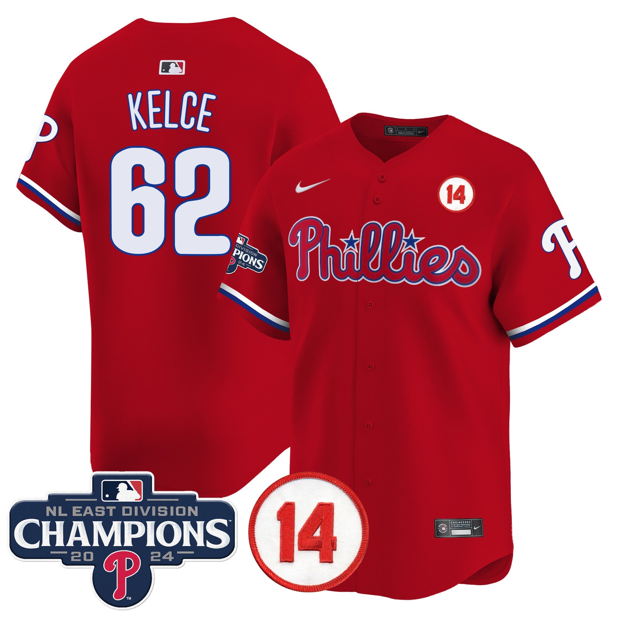 Men’s 2024 NL East Division Champions & Pete Rose Patch Vapor Premier Limited Jersey