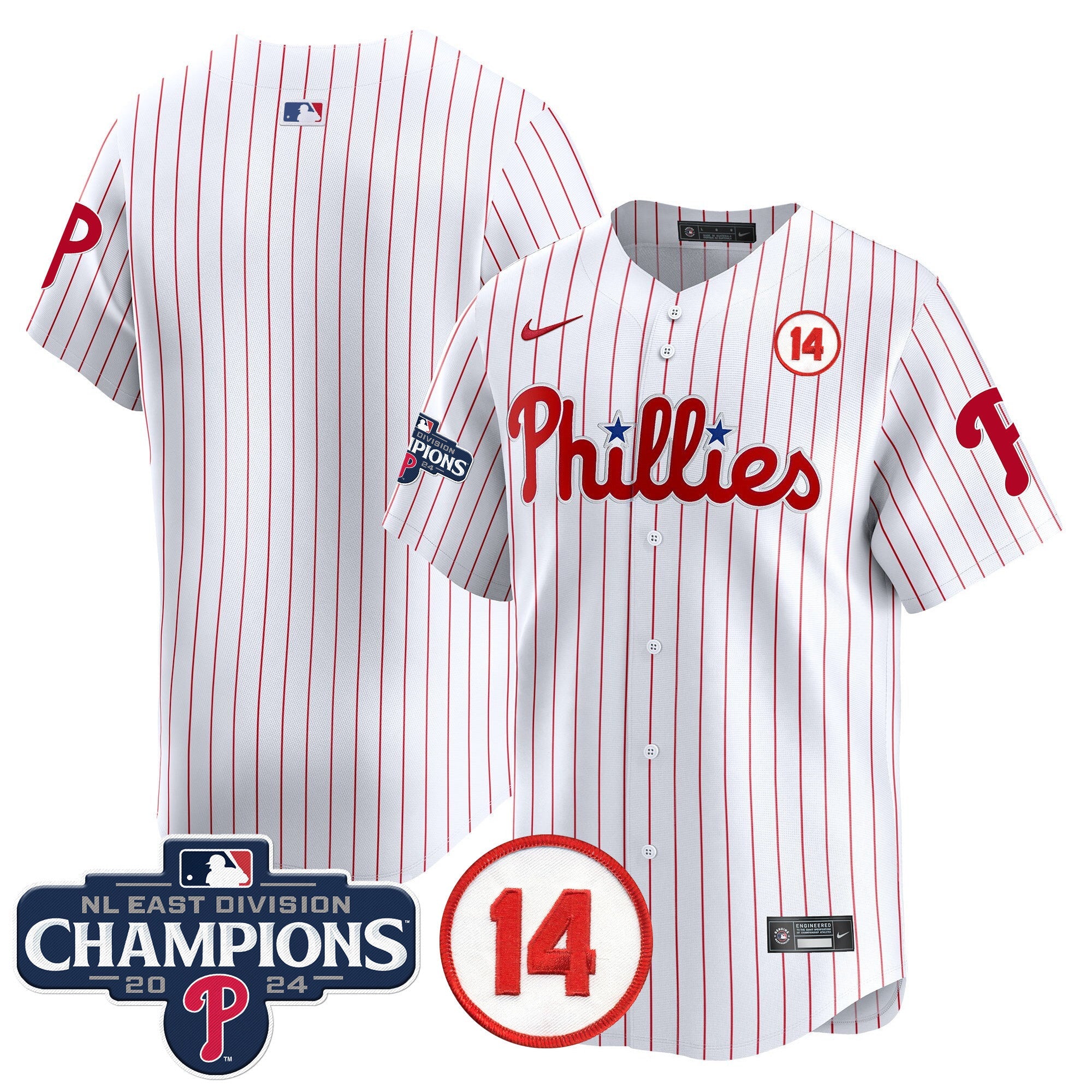 Men’s 2024 NL East Division Champions & Pete Rose Patch Vapor Premier Limited Jersey