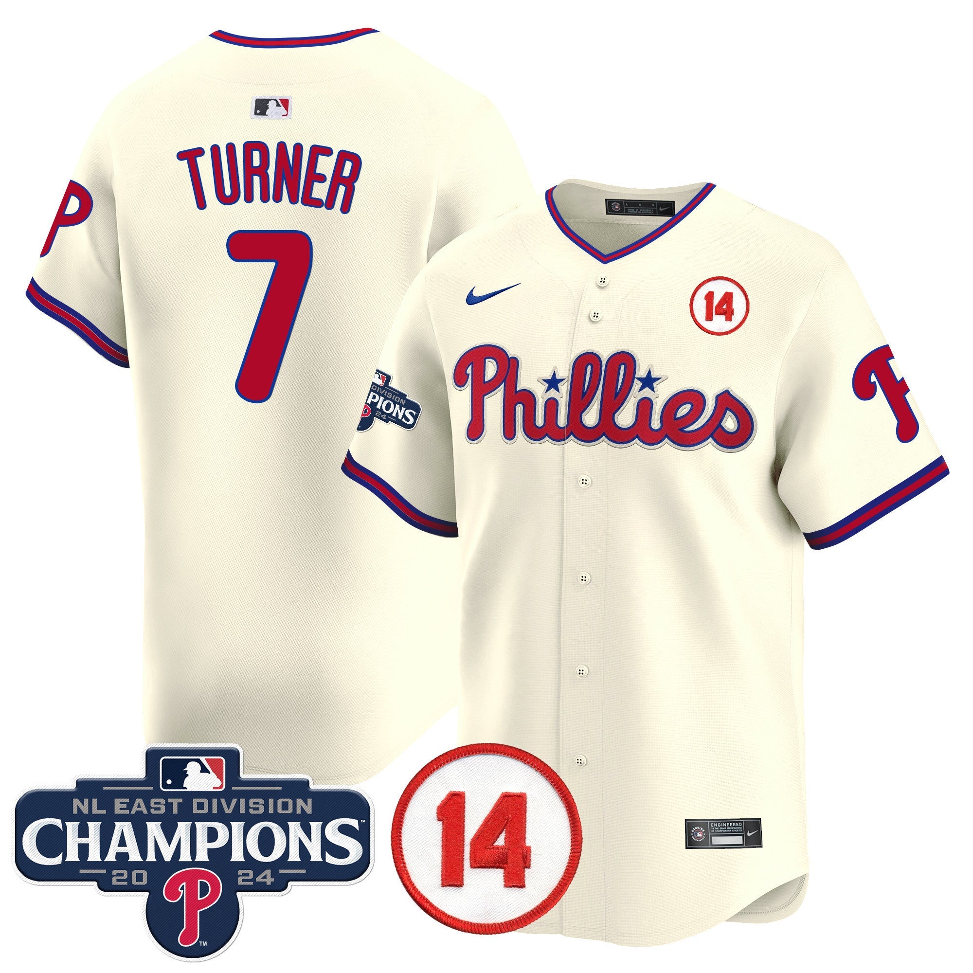 Men’s 2024 NL East Division Champions & Pete Rose Patch Vapor Premier Limited Jersey