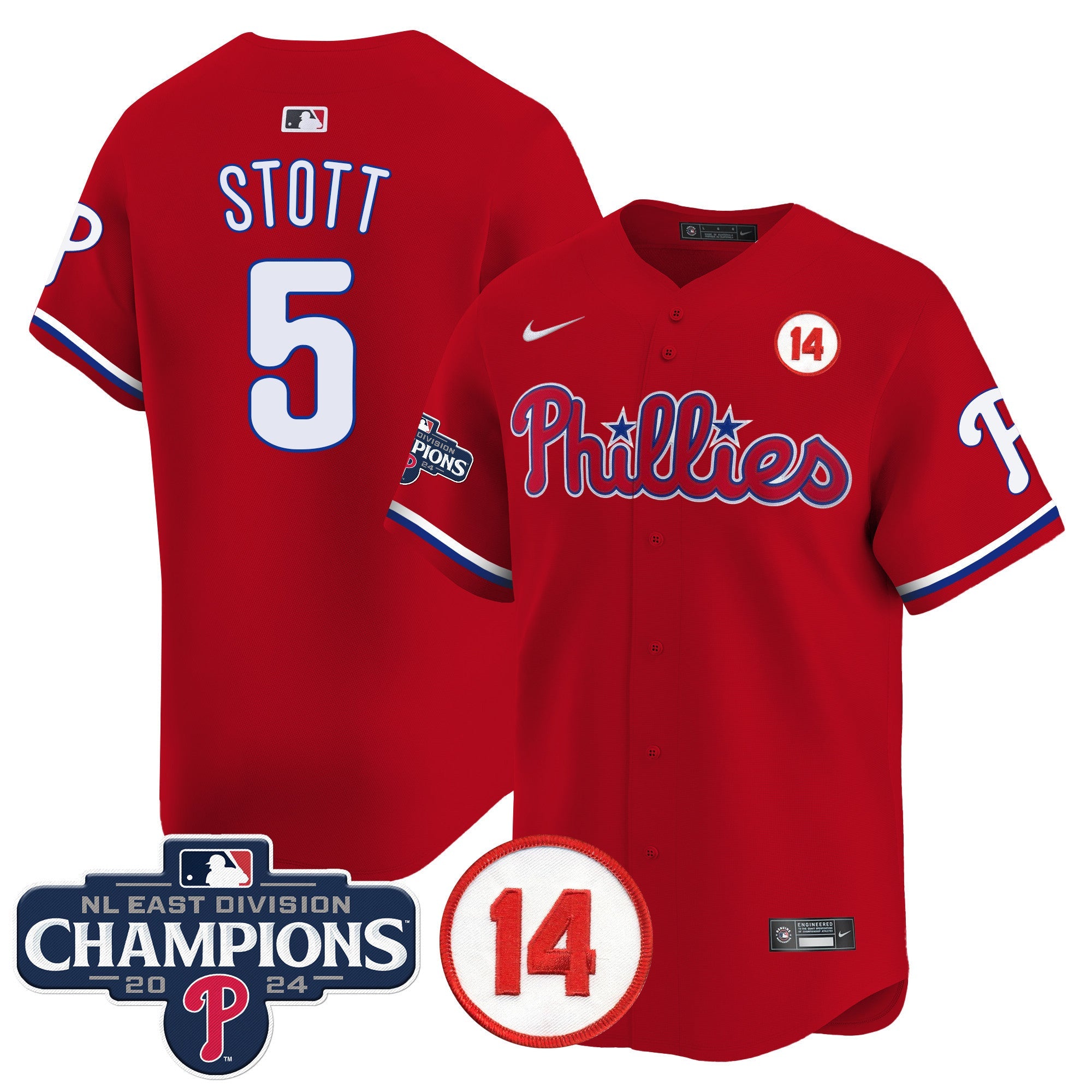 Men’s 2024 NL East Division Champions & Pete Rose Patch Vapor Premier Limited Jersey
