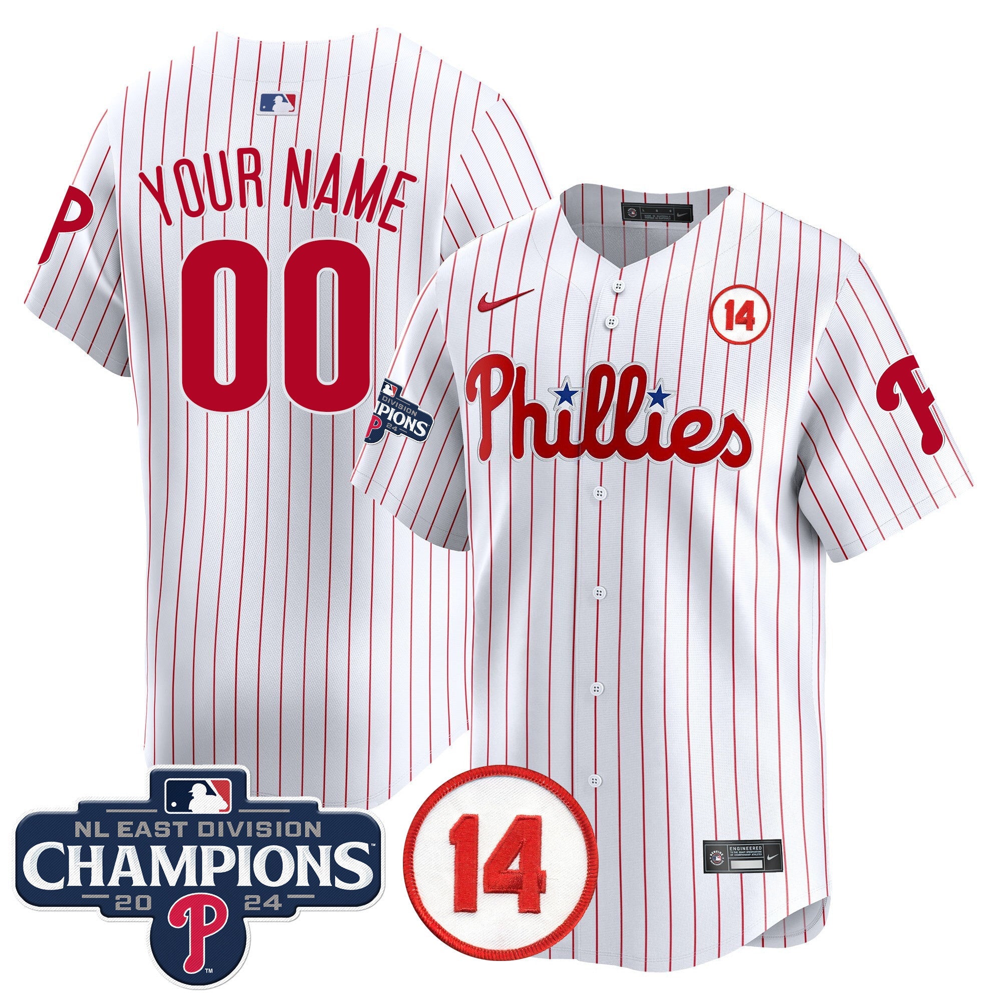 2024 NL East Division Champions & Pete Rose Patch Vapor Premier Limited Custom Jersey