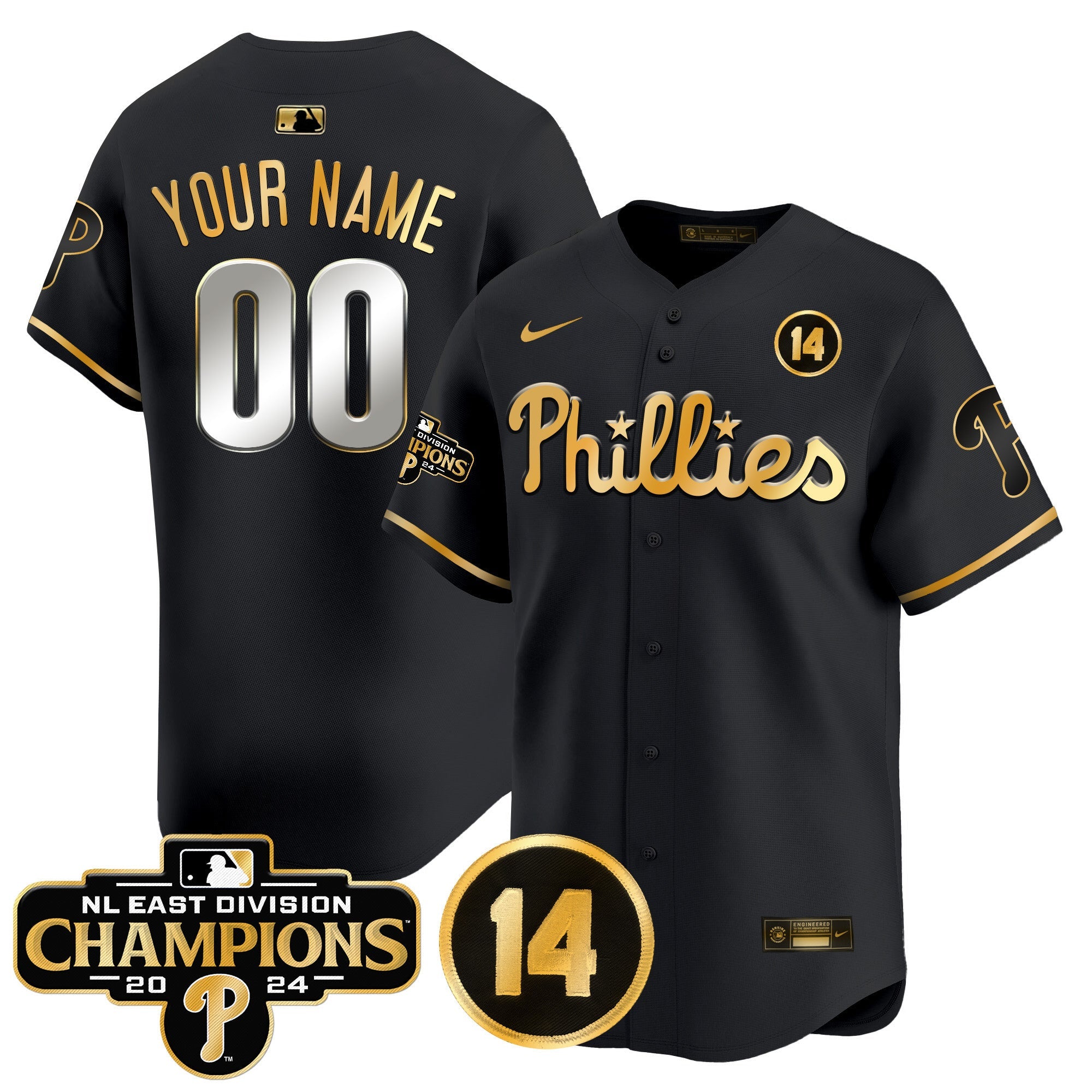 2024 NL East Division Champions & Pete Rose Patch Vapor Premier Limited Custom Jersey