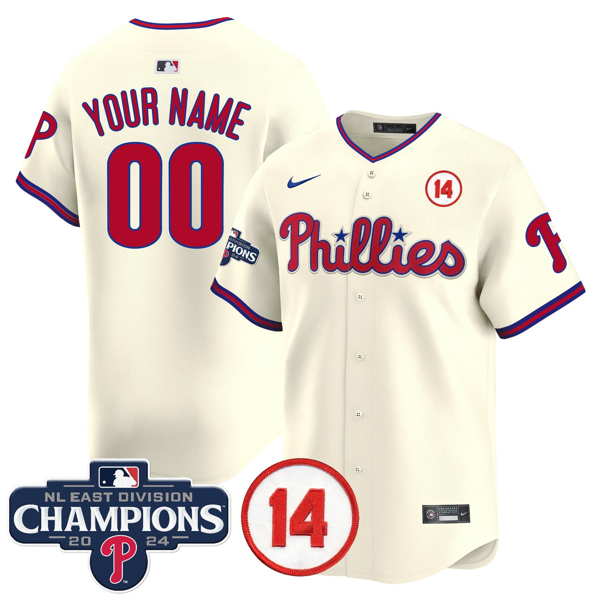 2024 NL East Division Champions & Pete Rose Patch Vapor Premier Limited Custom Jersey
