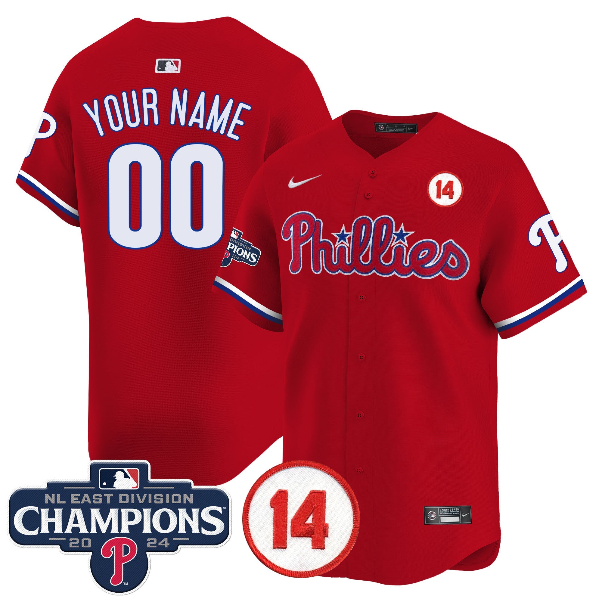 2024 NL East Division Champions & Pete Rose Patch Vapor Premier Limited Custom Jersey