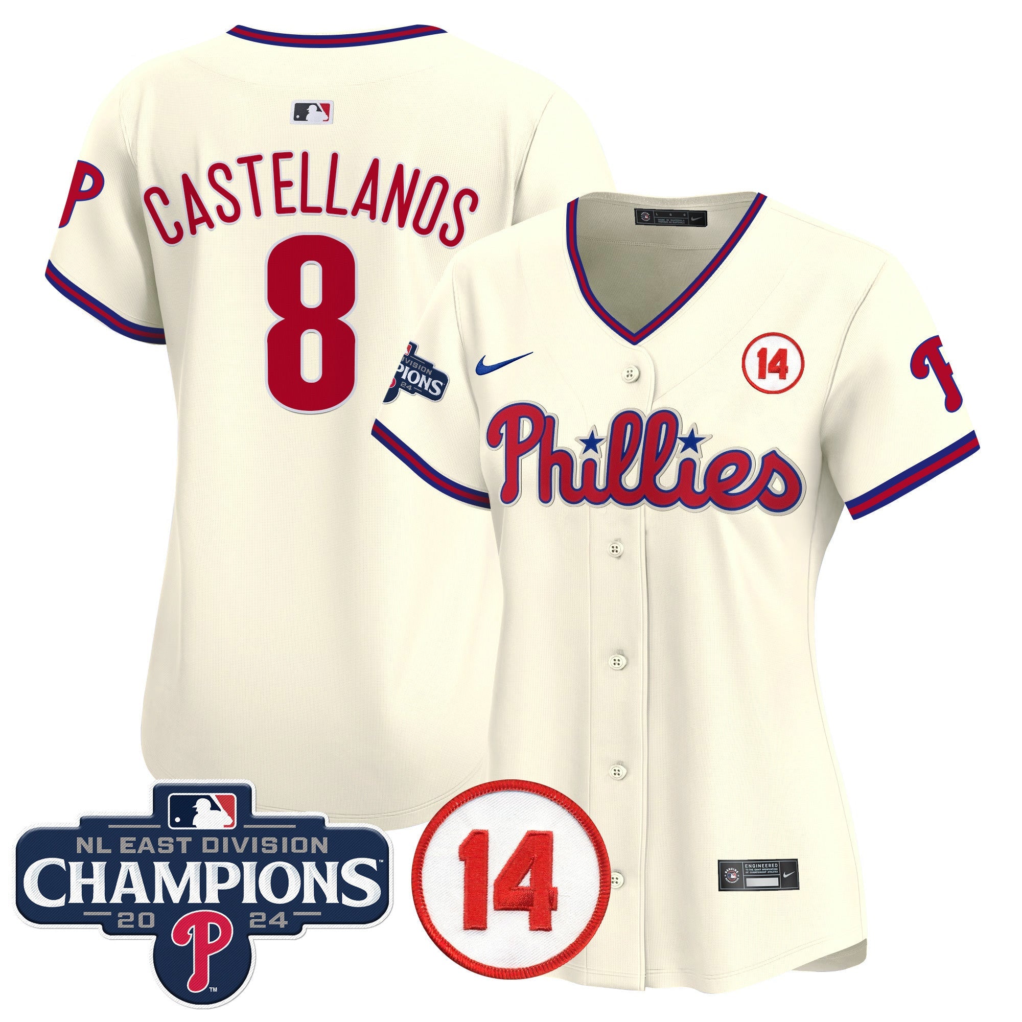 Women’s 2024 NL East Division Champions & Pete Rose Patch Gold Vapor Premier Limited Jersey