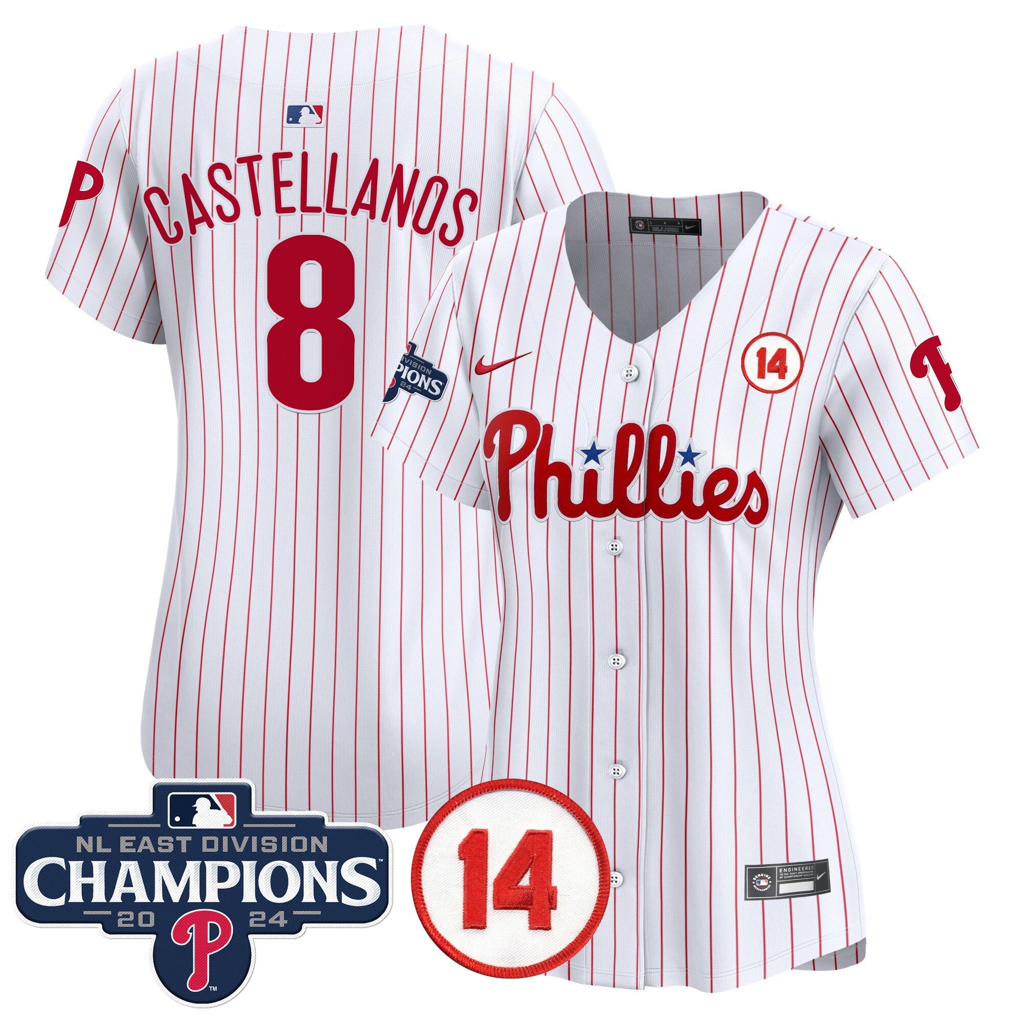 Women’s 2024 NL East Division Champions & Pete Rose Patch Gold Vapor Premier Limited Jersey