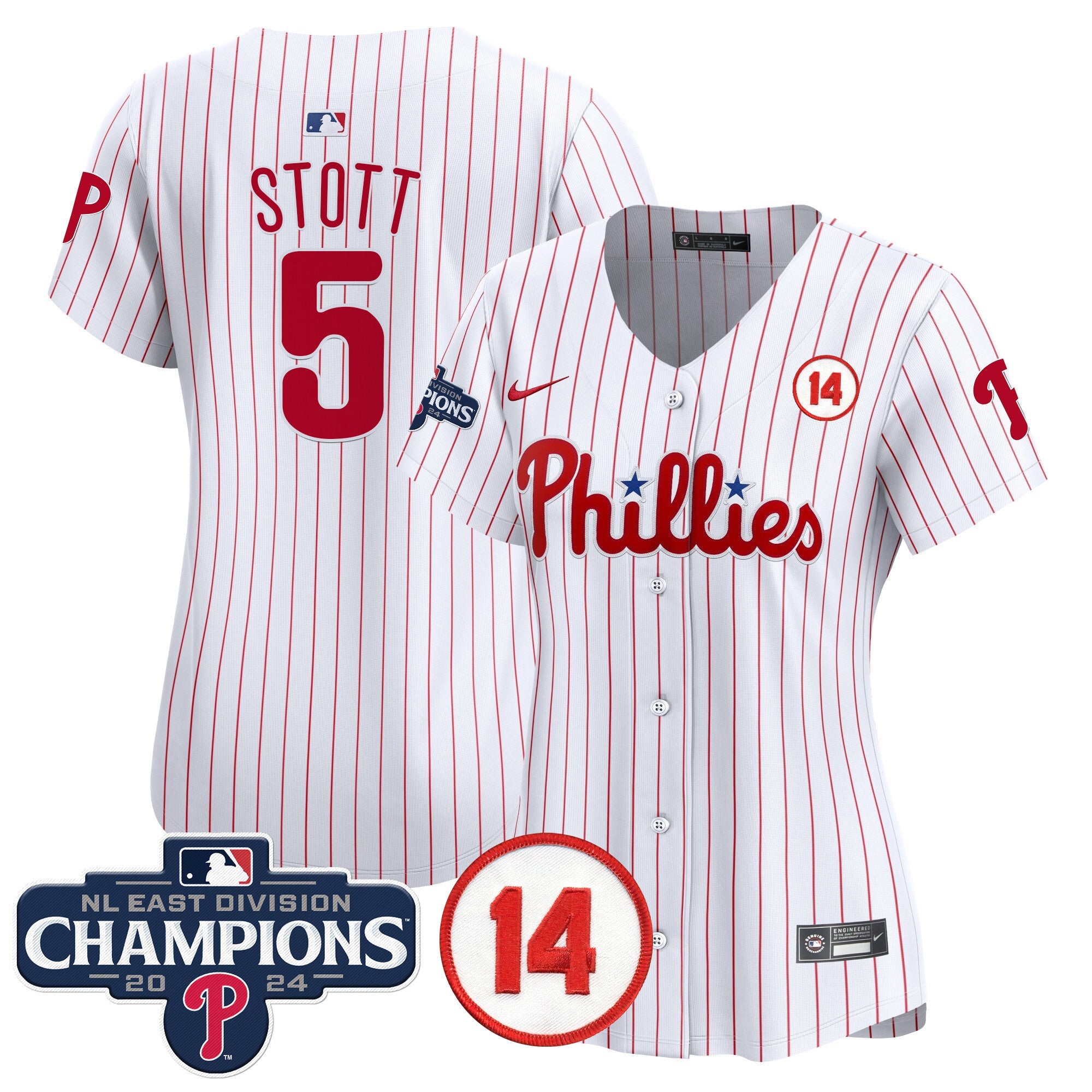Women’s 2024 NL East Division Champions & Pete Rose Patch Gold Vapor Premier Limited Jersey