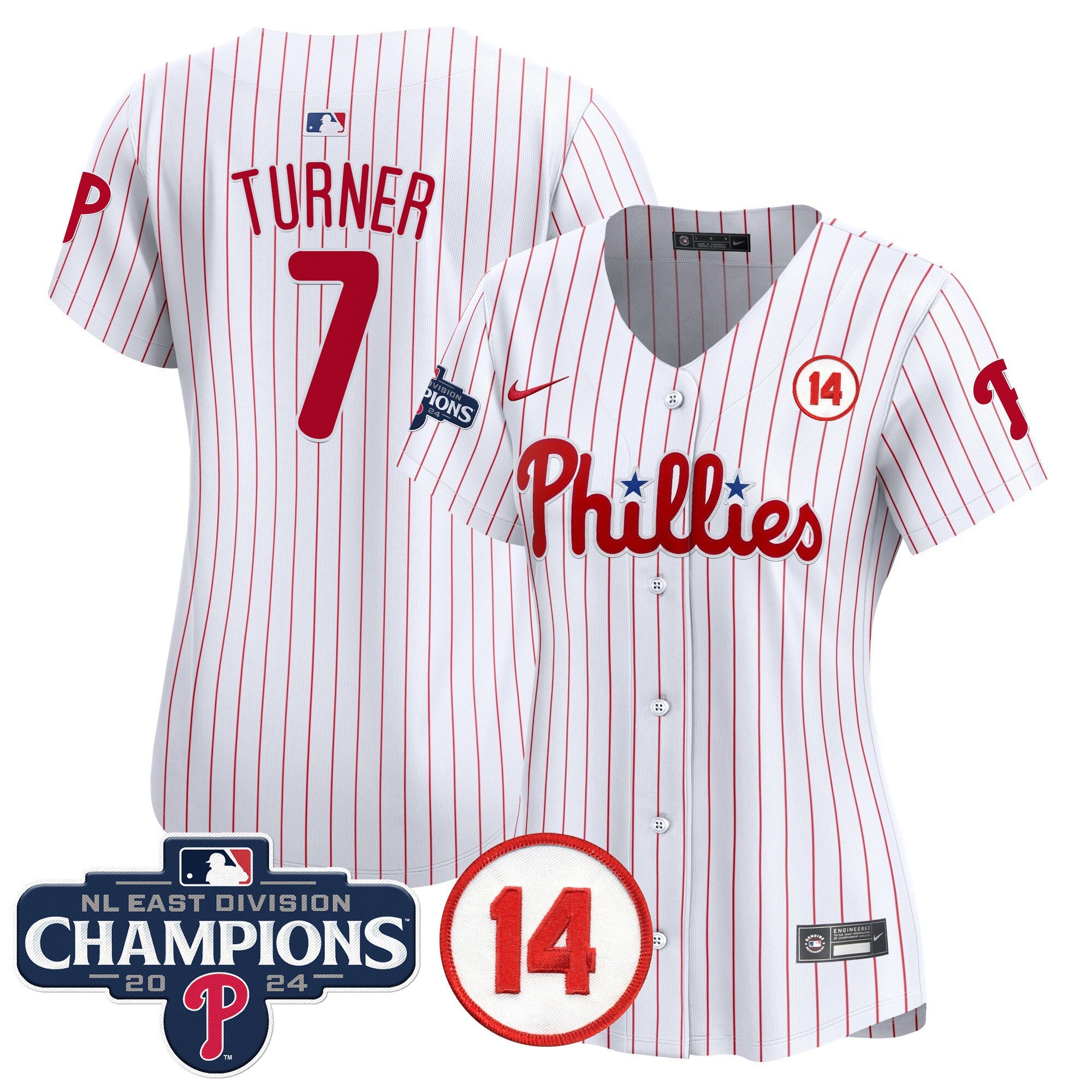Women’s 2024 NL East Division Champions & Pete Rose Patch Gold Vapor Premier Limited Jersey