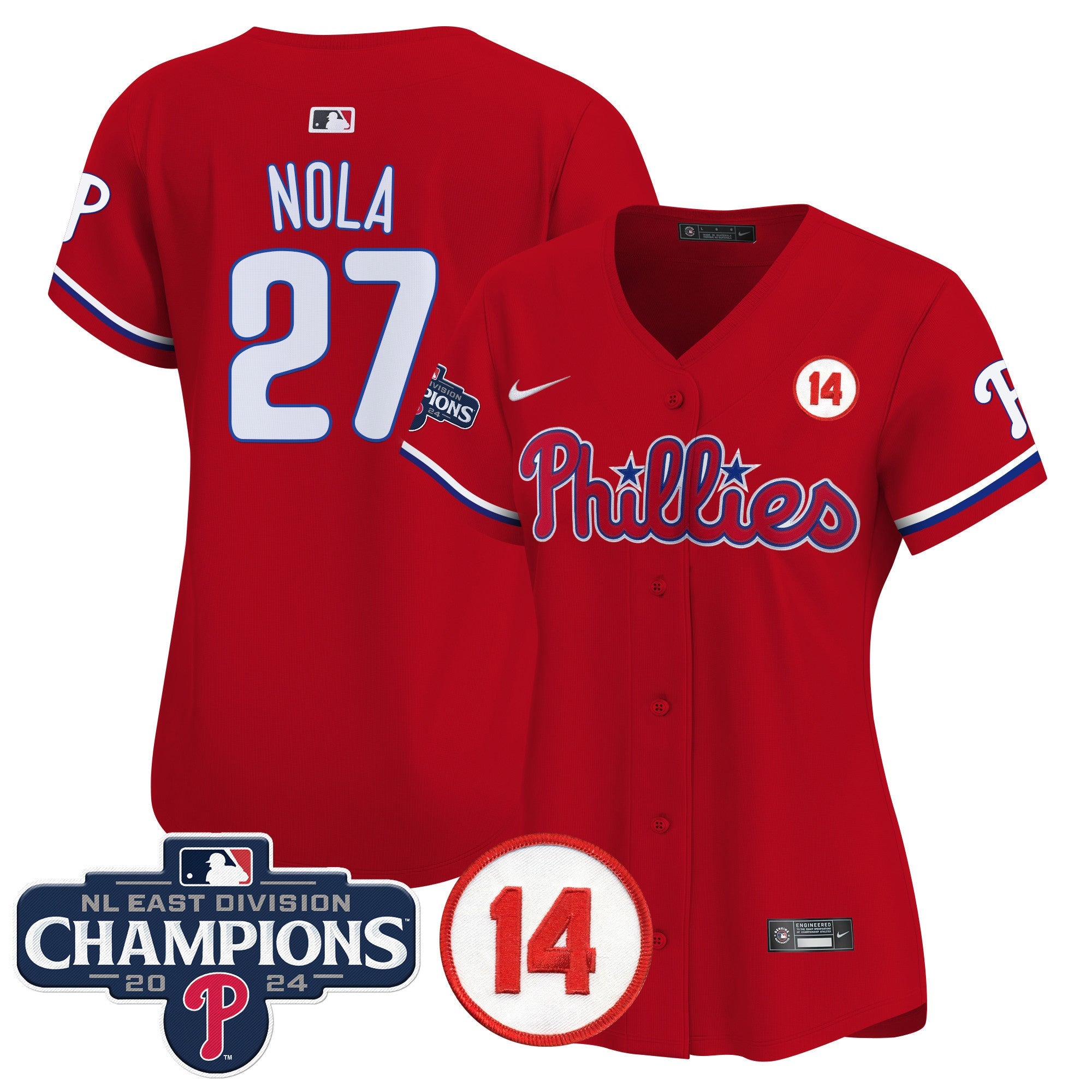 Women’s 2024 NL East Division Champions & Pete Rose Patch Gold Vapor Premier Limited Jersey