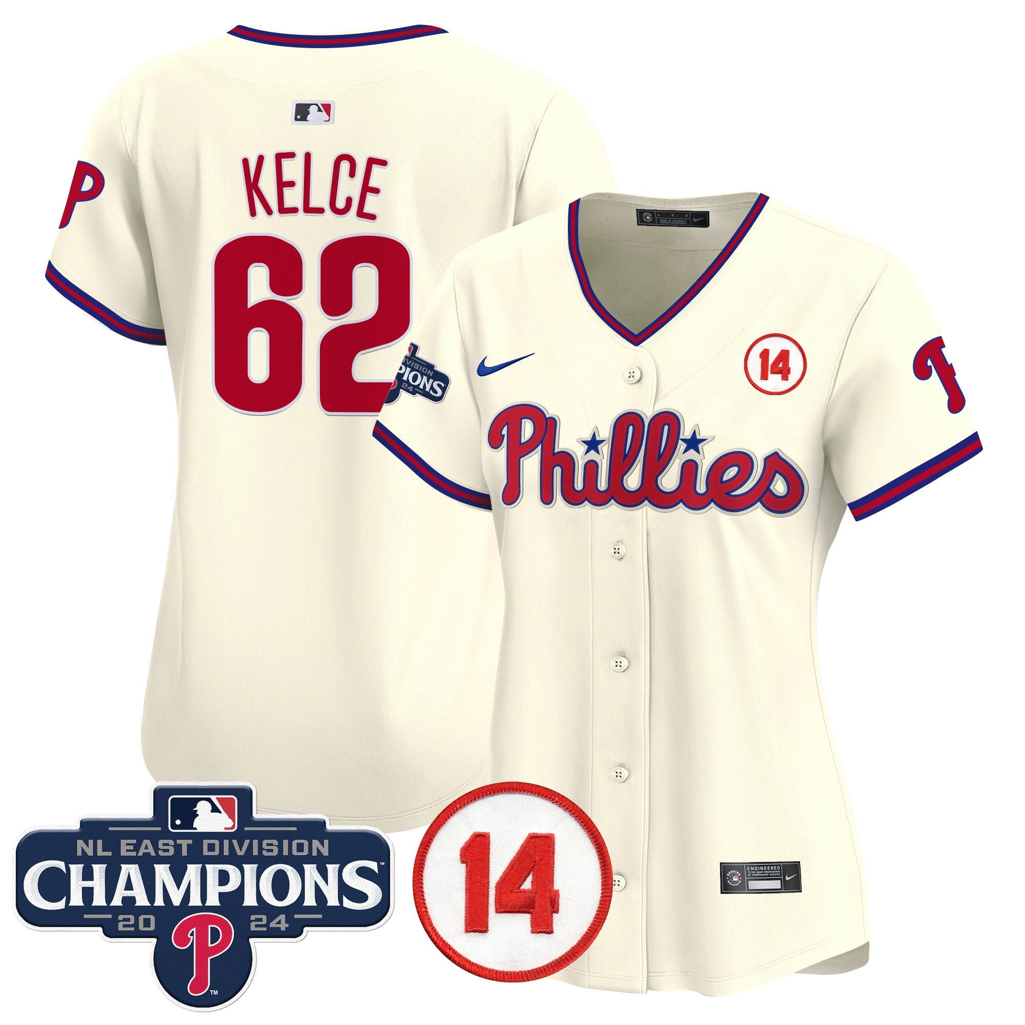 Women’s 2024 NL East Division Champions & Pete Rose Patch Gold Vapor Premier Limited Jersey