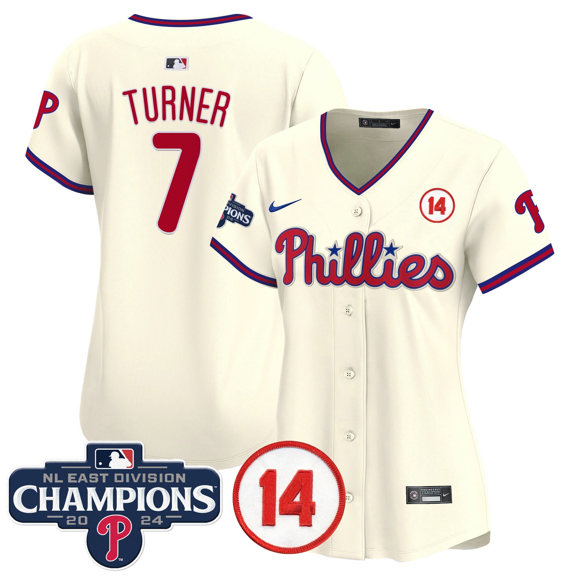 Women’s 2024 NL East Division Champions & Pete Rose Patch Gold Vapor Premier Limited Jersey