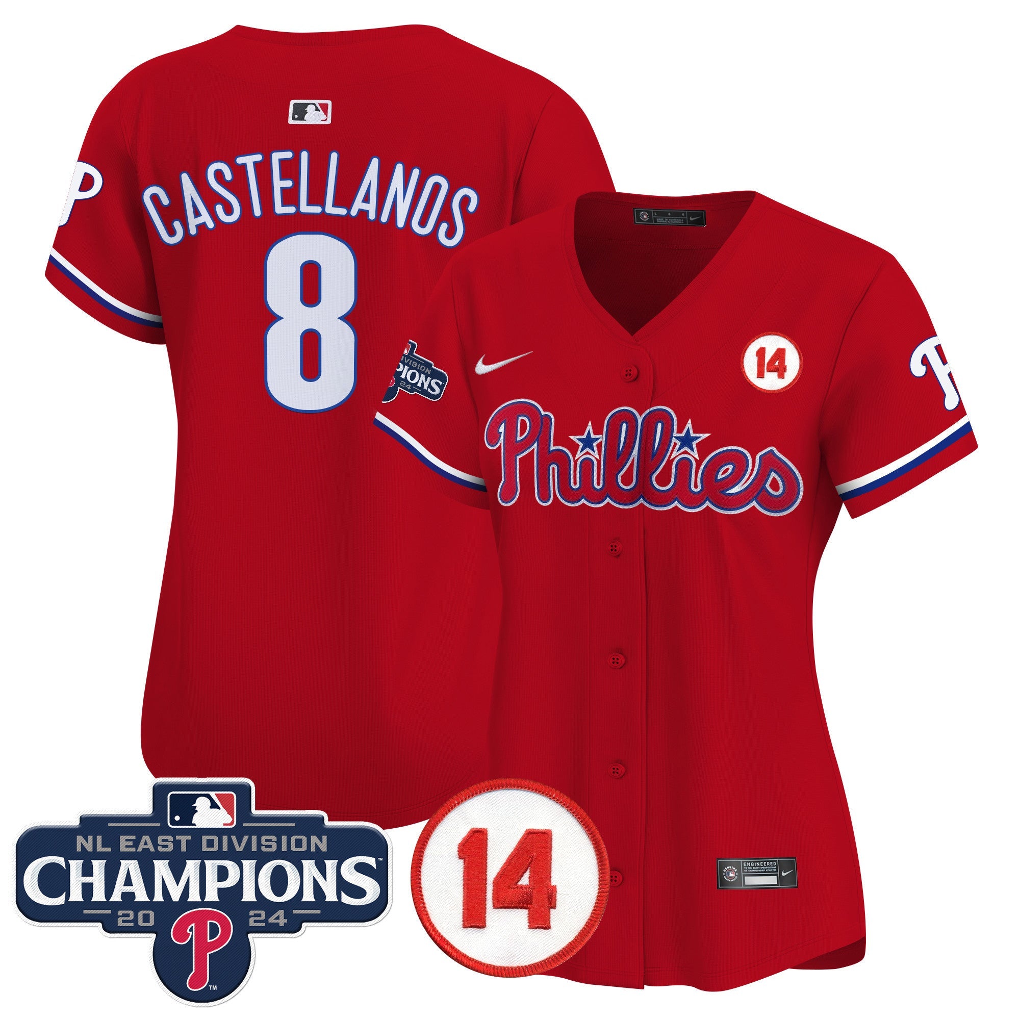 Women’s 2024 NL East Division Champions & Pete Rose Patch Gold Vapor Premier Limited Jersey