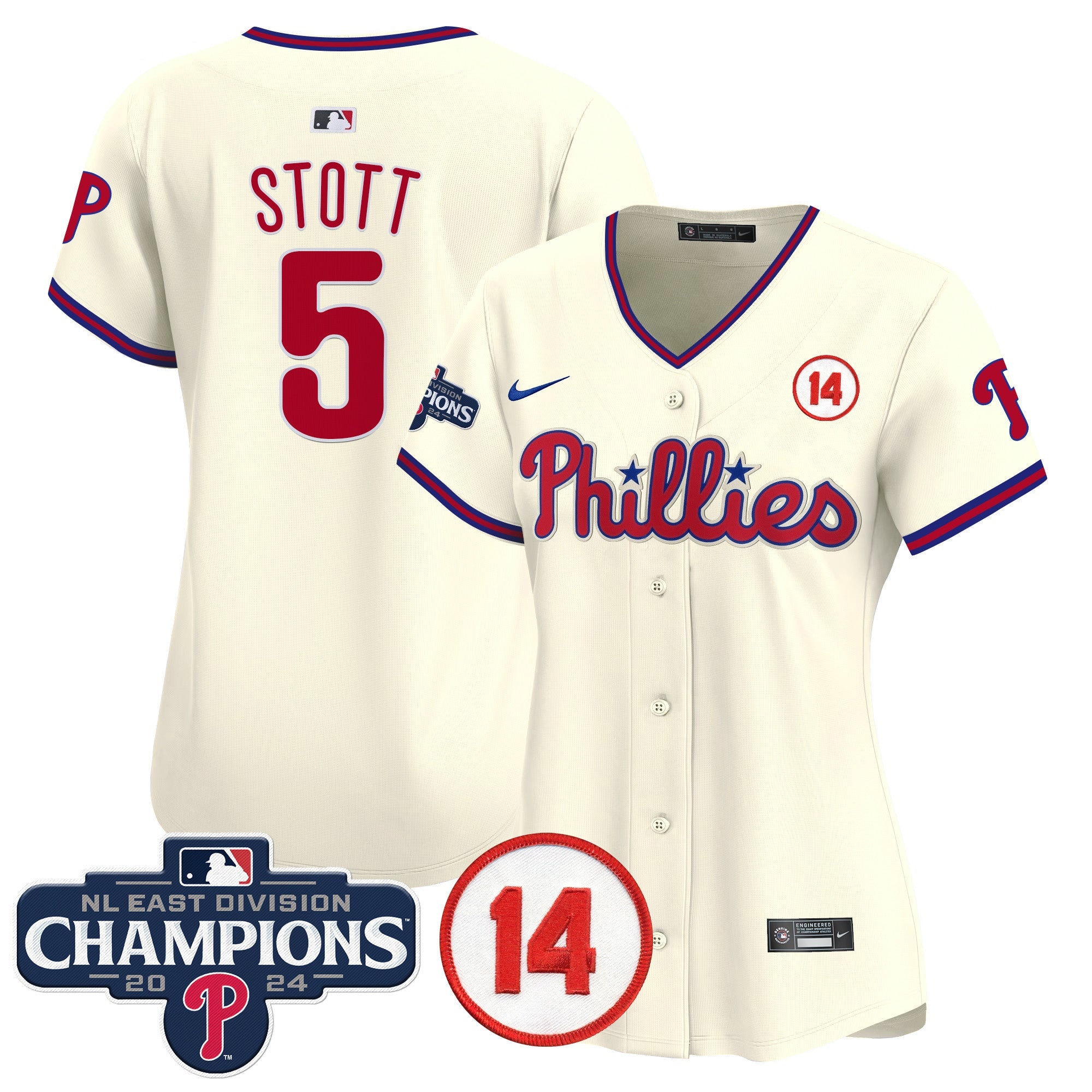 Women’s 2024 NL East Division Champions & Pete Rose Patch Gold Vapor Premier Limited Jersey