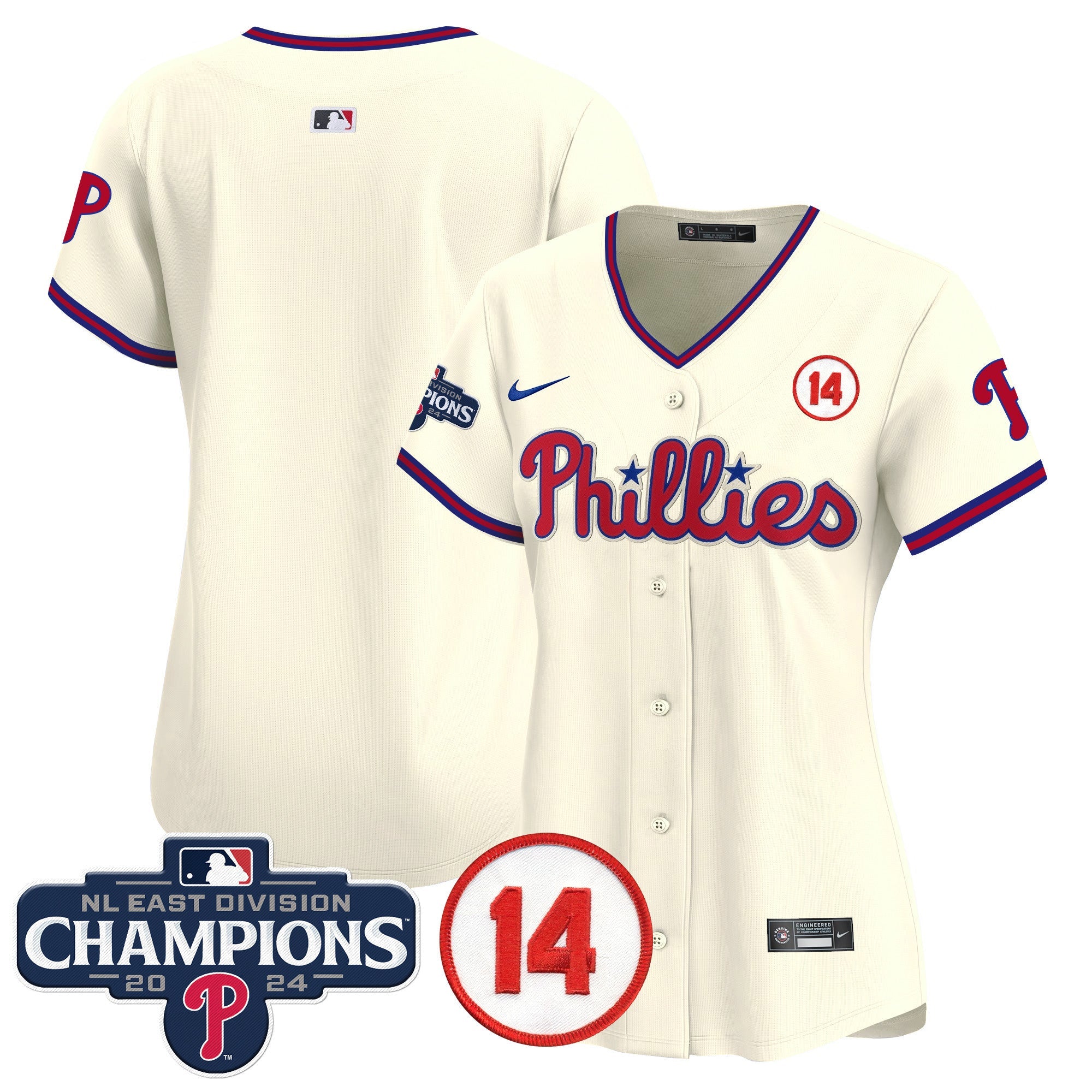 Women’s 2024 NL East Division Champions & Pete Rose Patch Gold Vapor Premier Limited Jersey