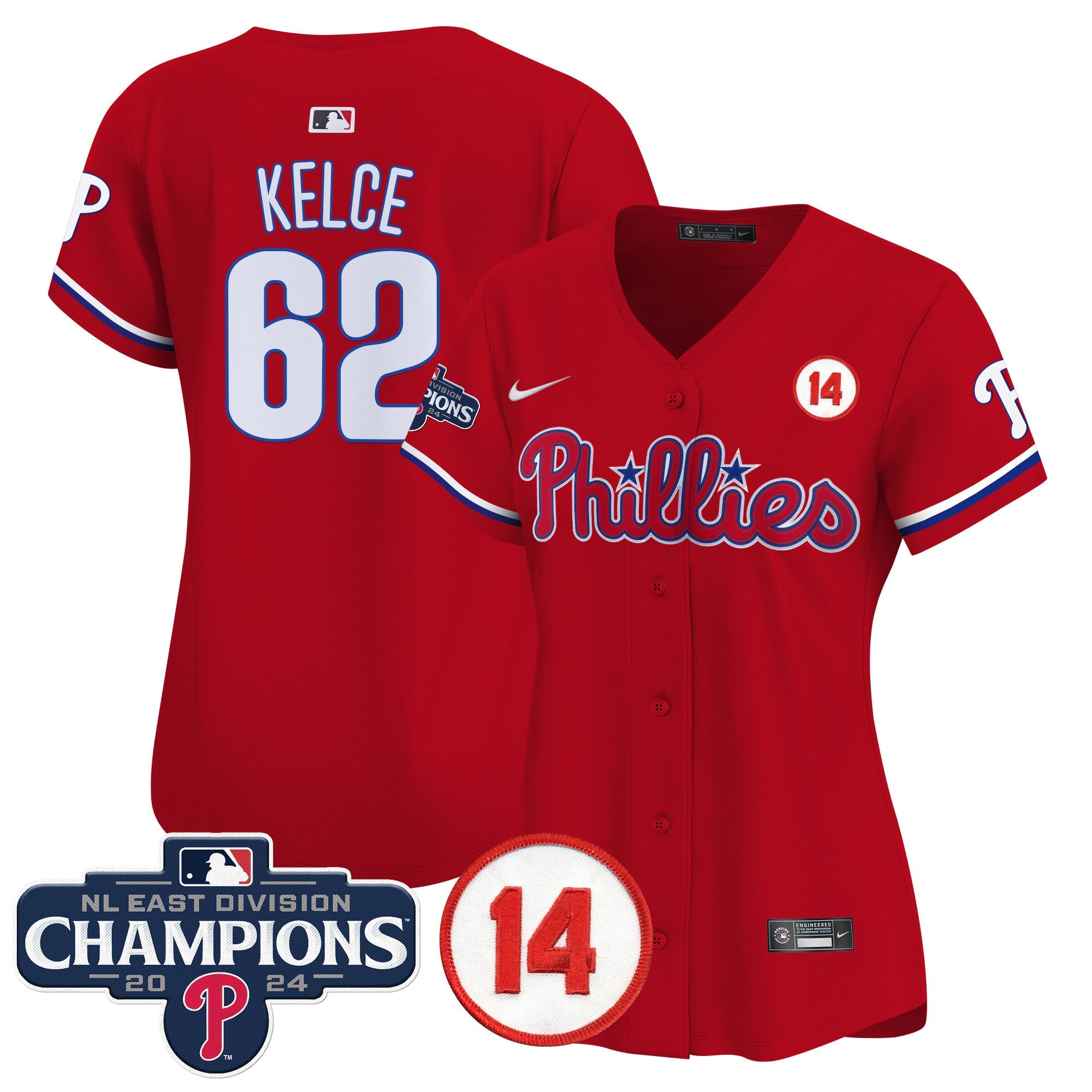 Women’s 2024 NL East Division Champions & Pete Rose Patch Gold Vapor Premier Limited Jersey
